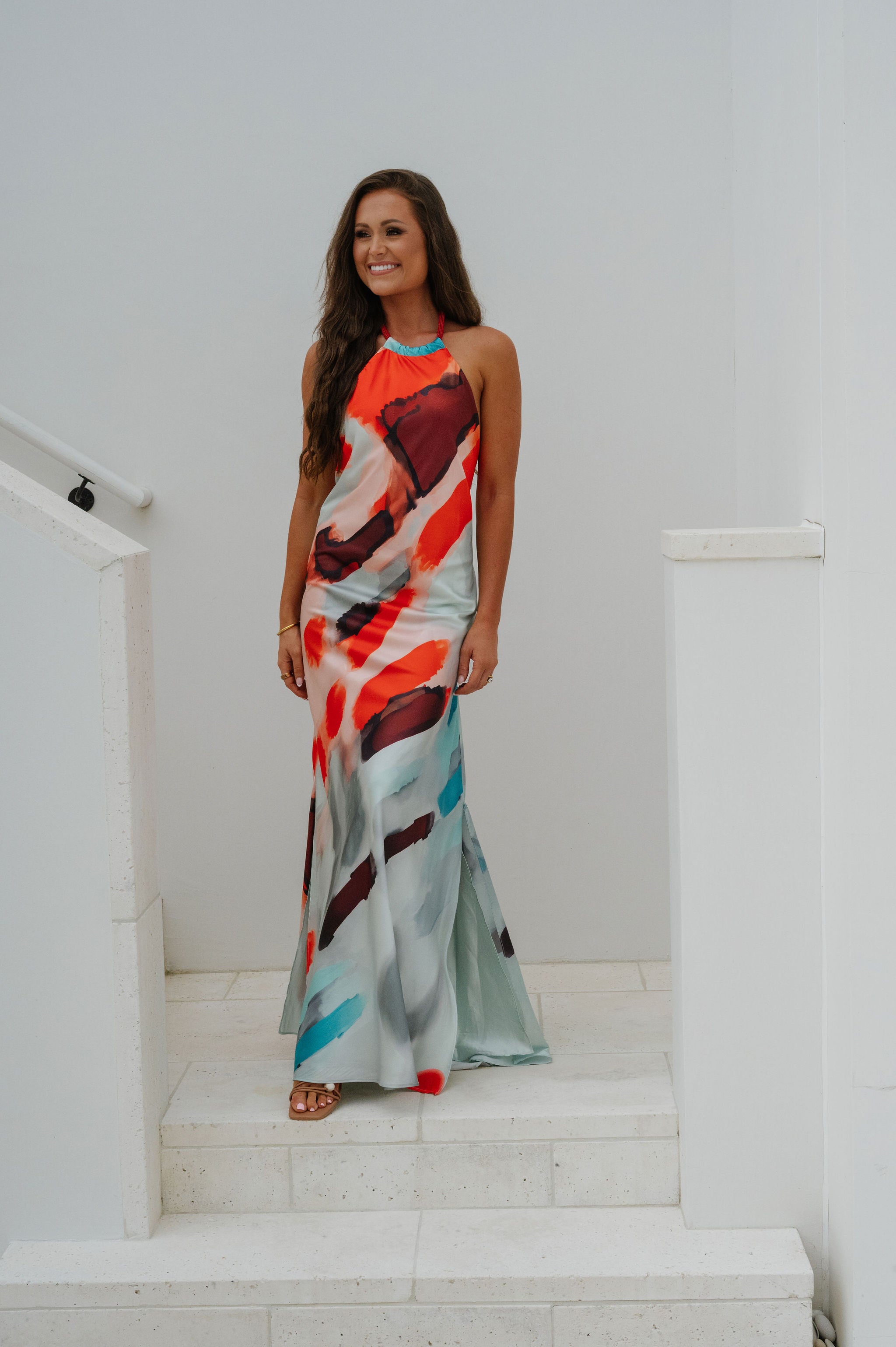 Sunset Halter Maxi Dress-Multi