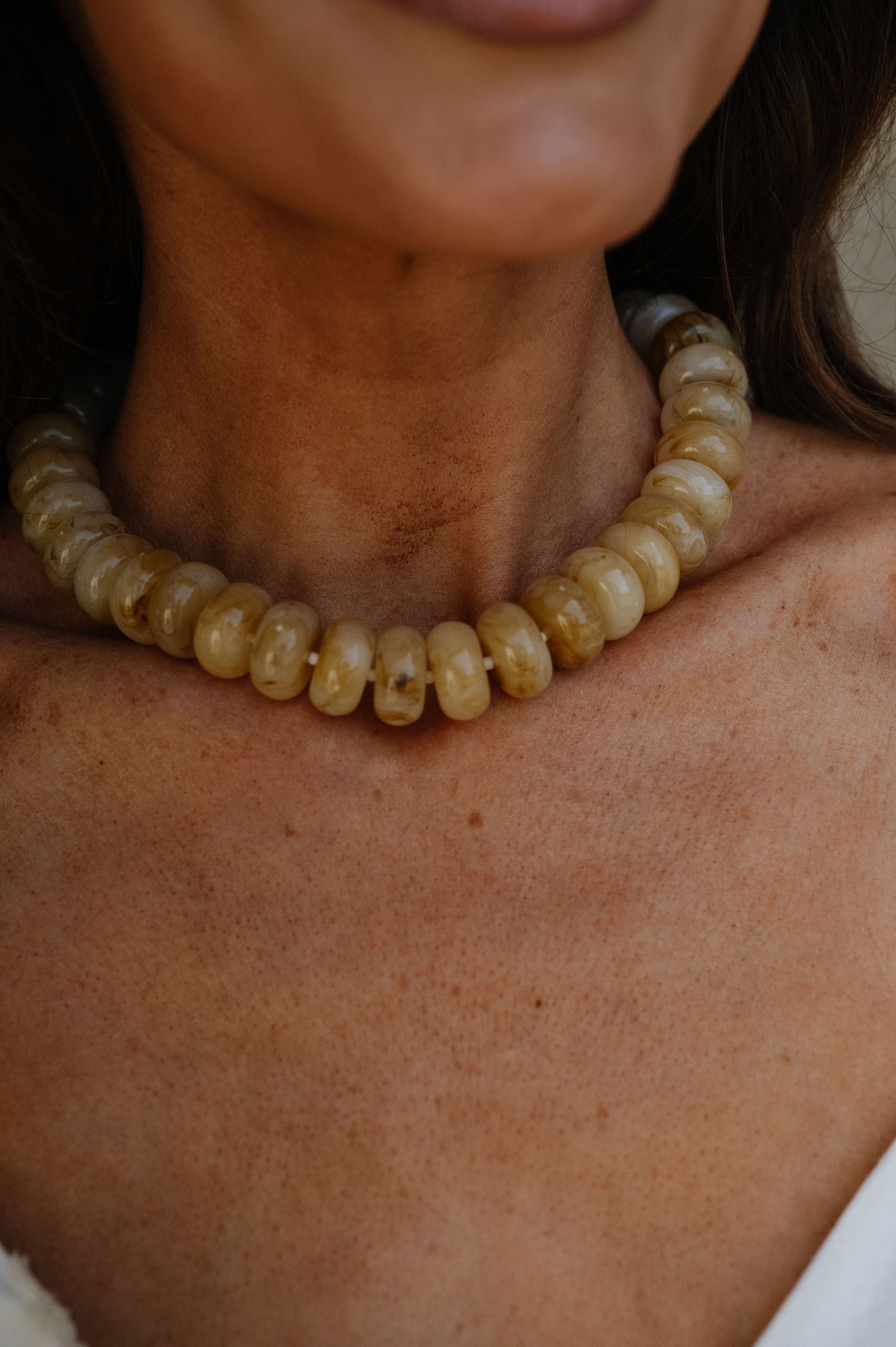 Marble Beaded Necklace-Natural