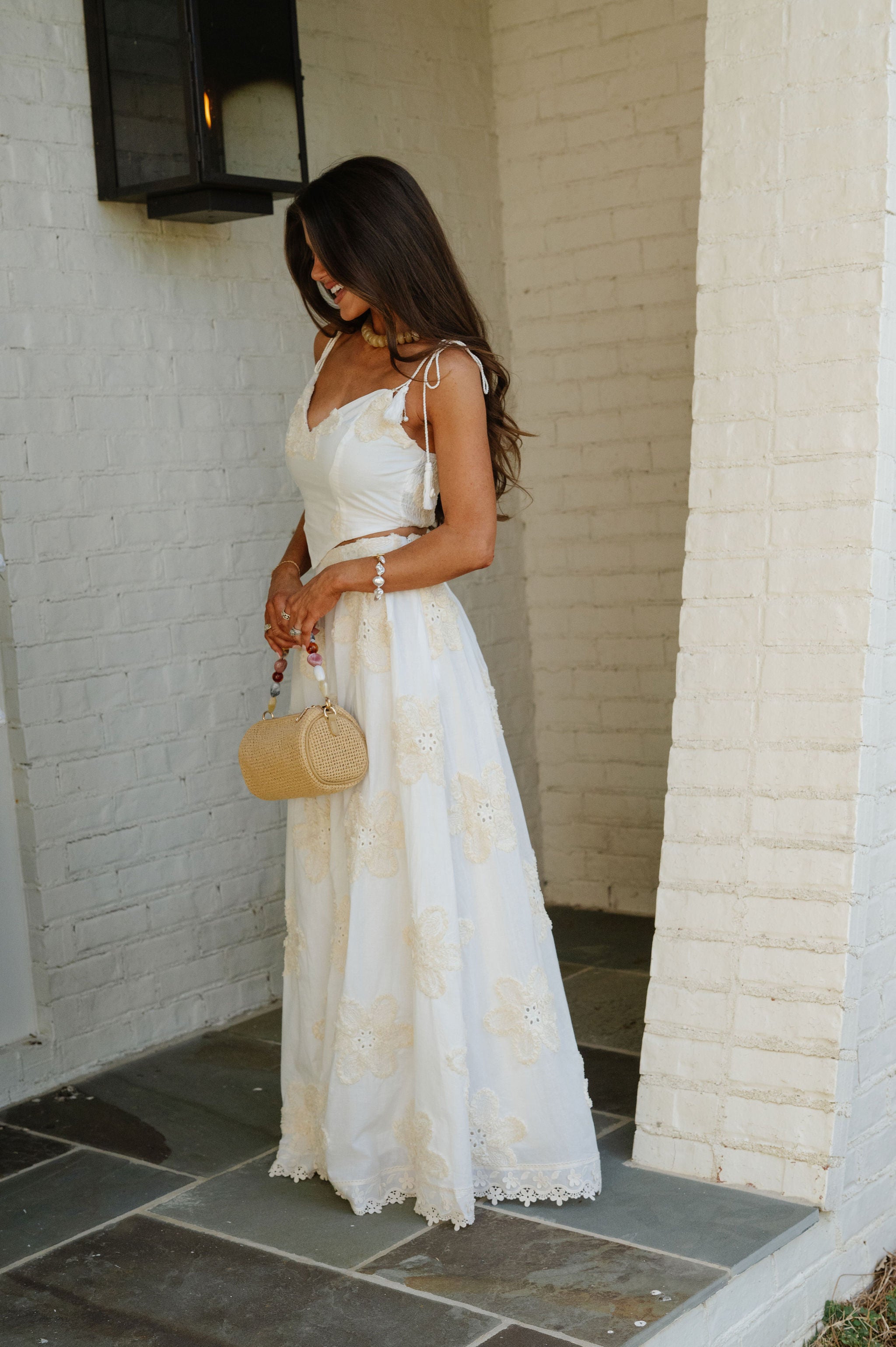 Bloom Skirt Set-White