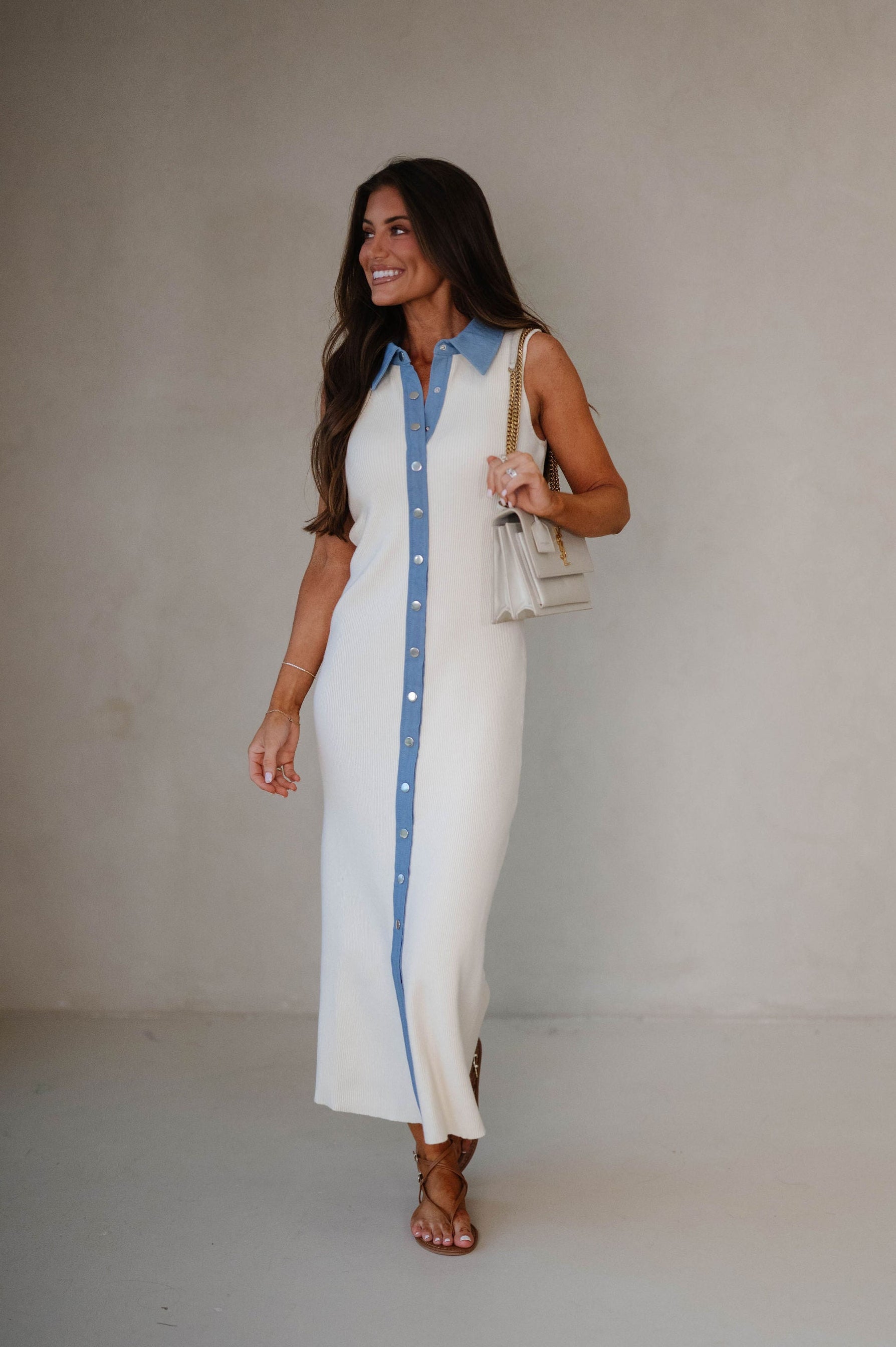 Lala Sleeveless Sweater Maxi Dress-Cream