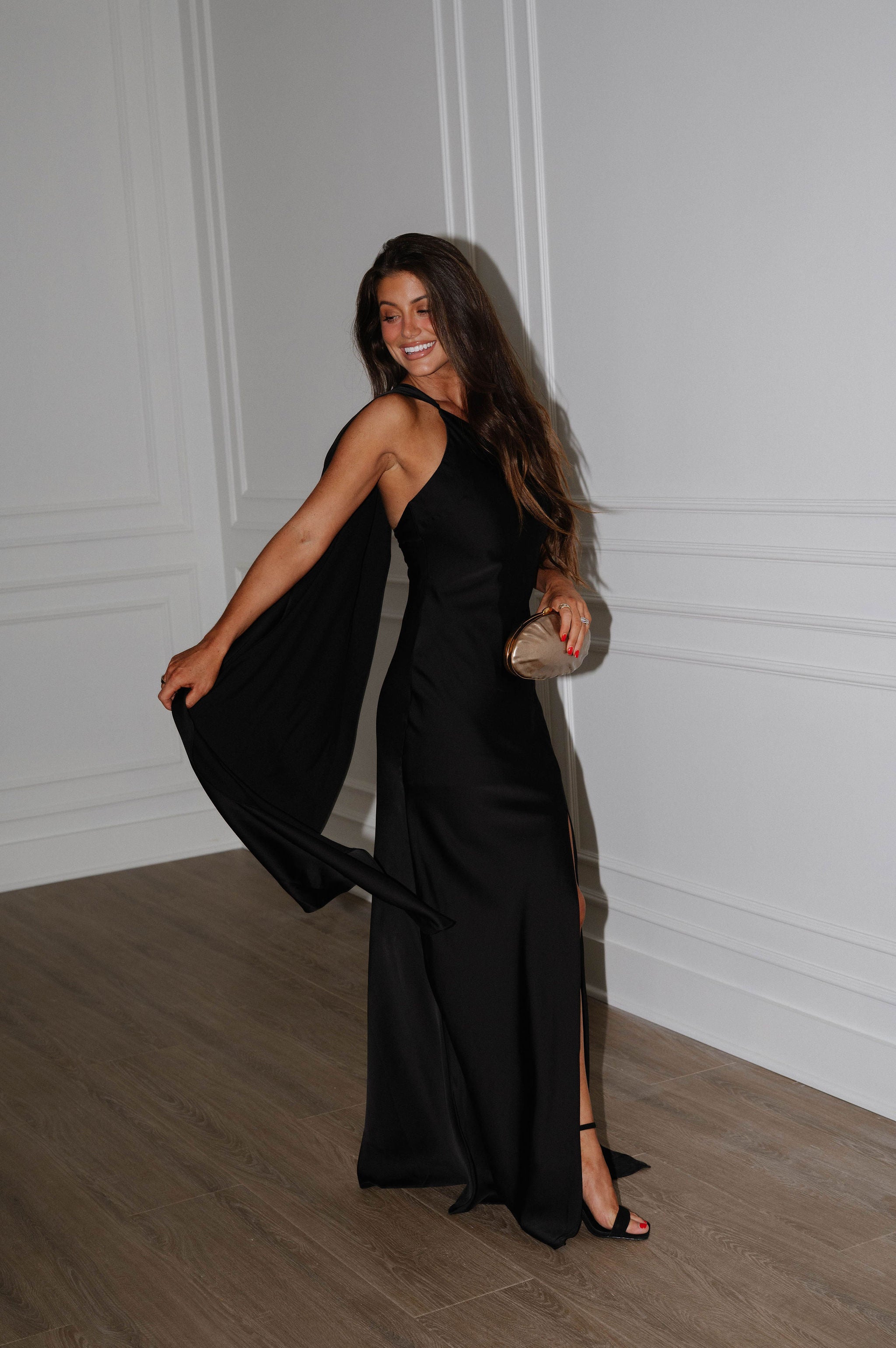 Vivianne Scarf Maxi Dress-Black