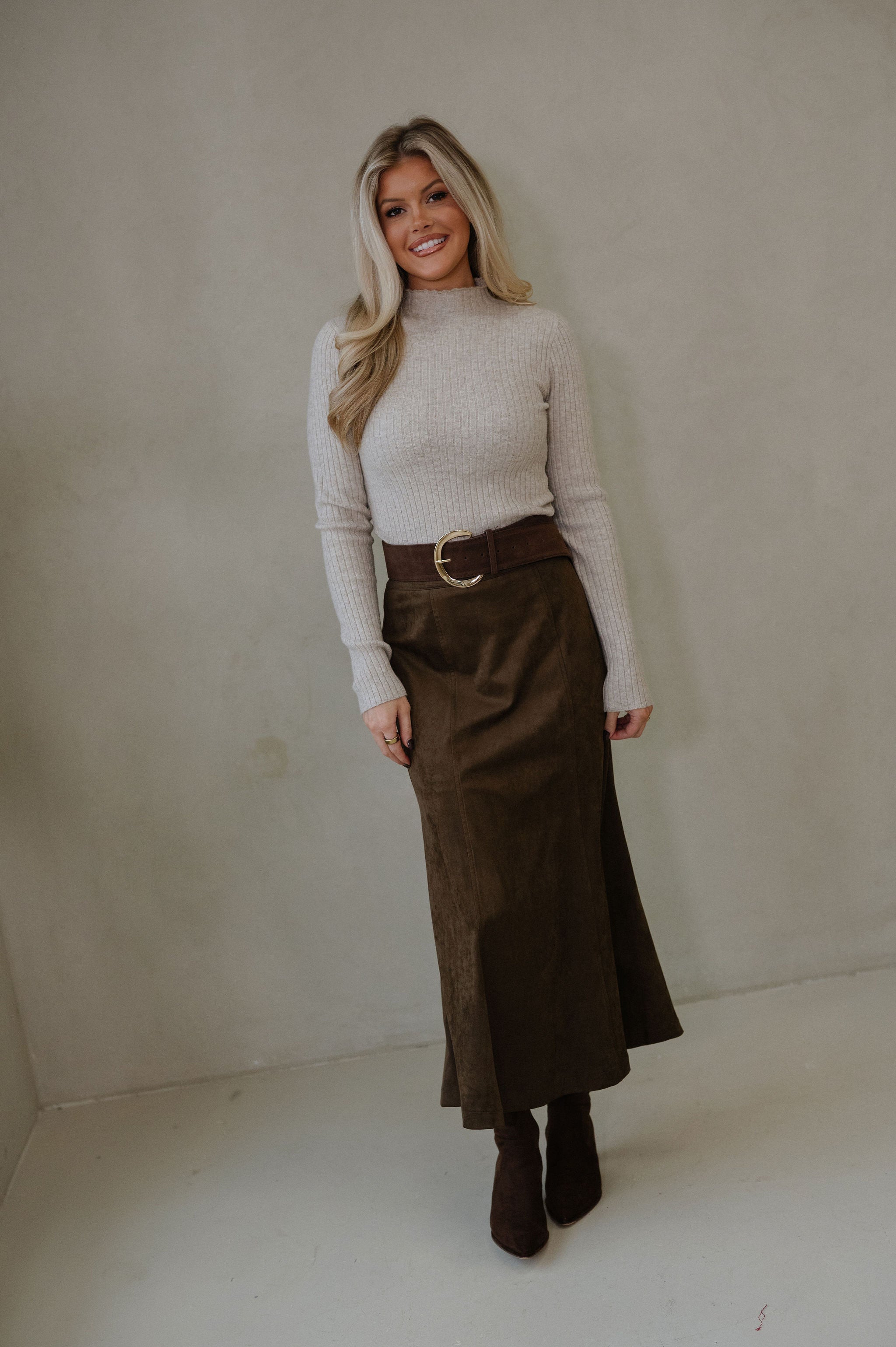 Pressley Midi Skirt-Dark Oak