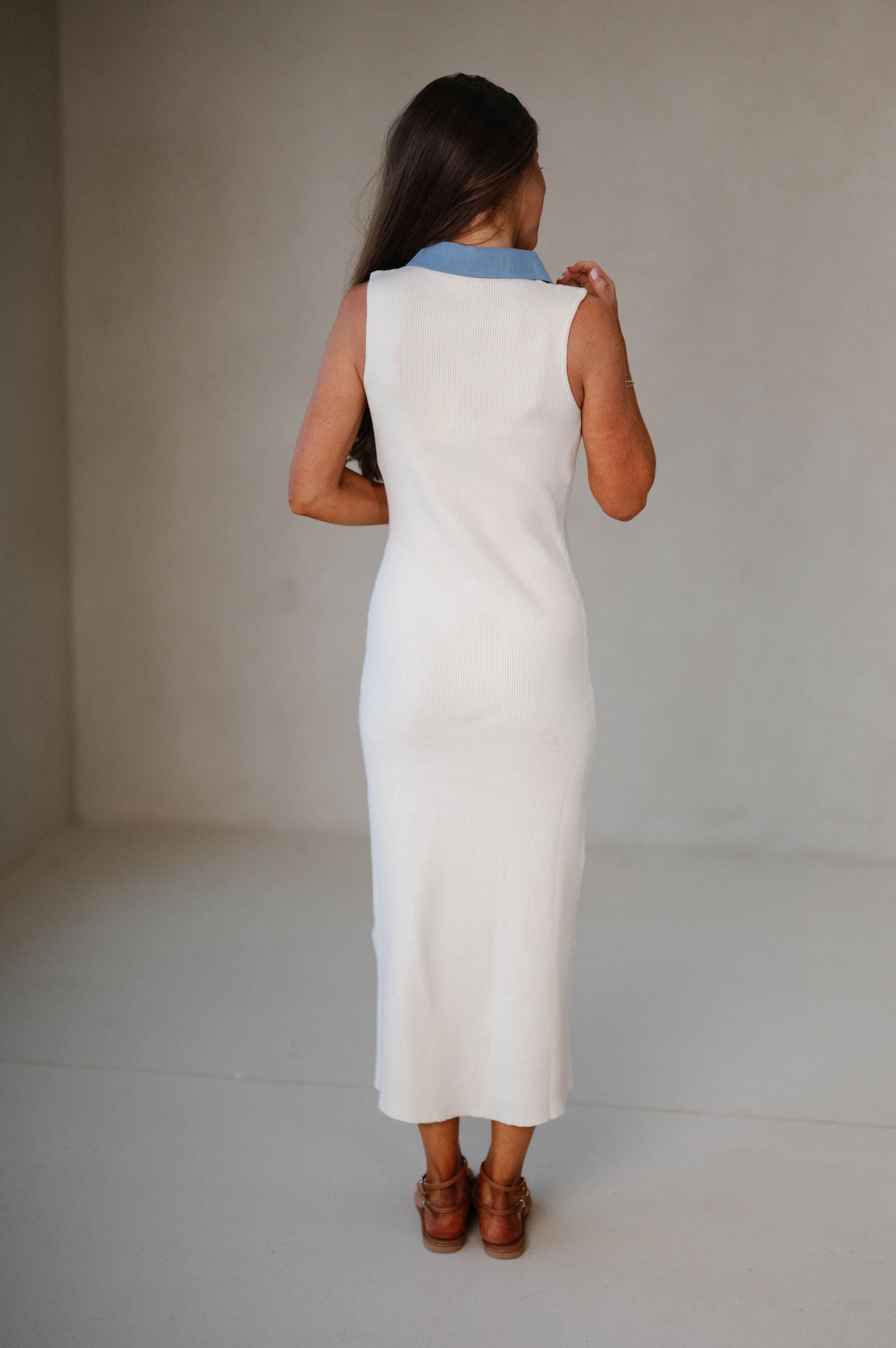 Lala Sleeveless Sweater Maxi Dress-Cream