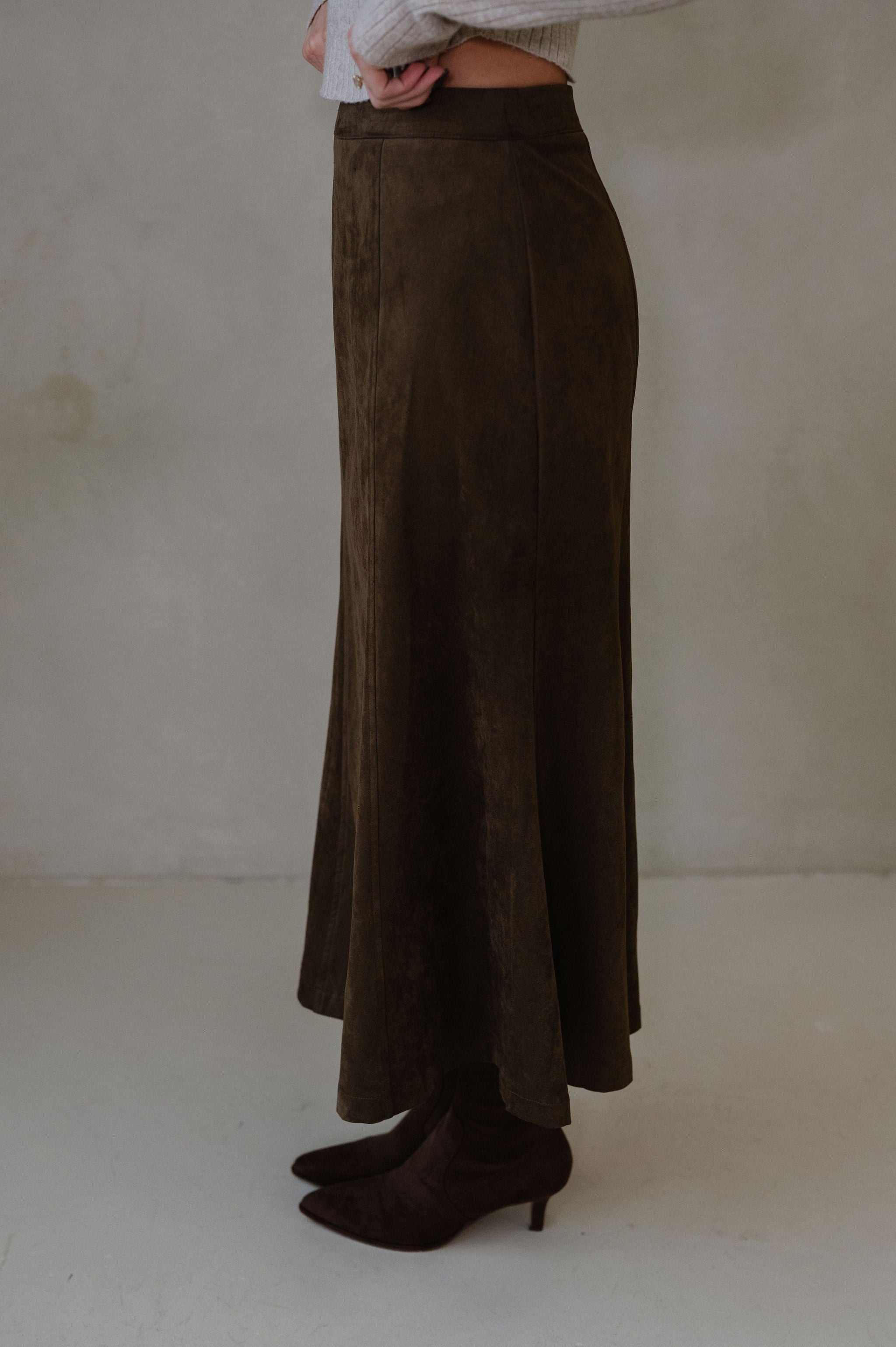 Pressley Midi Skirt-Dark Oak