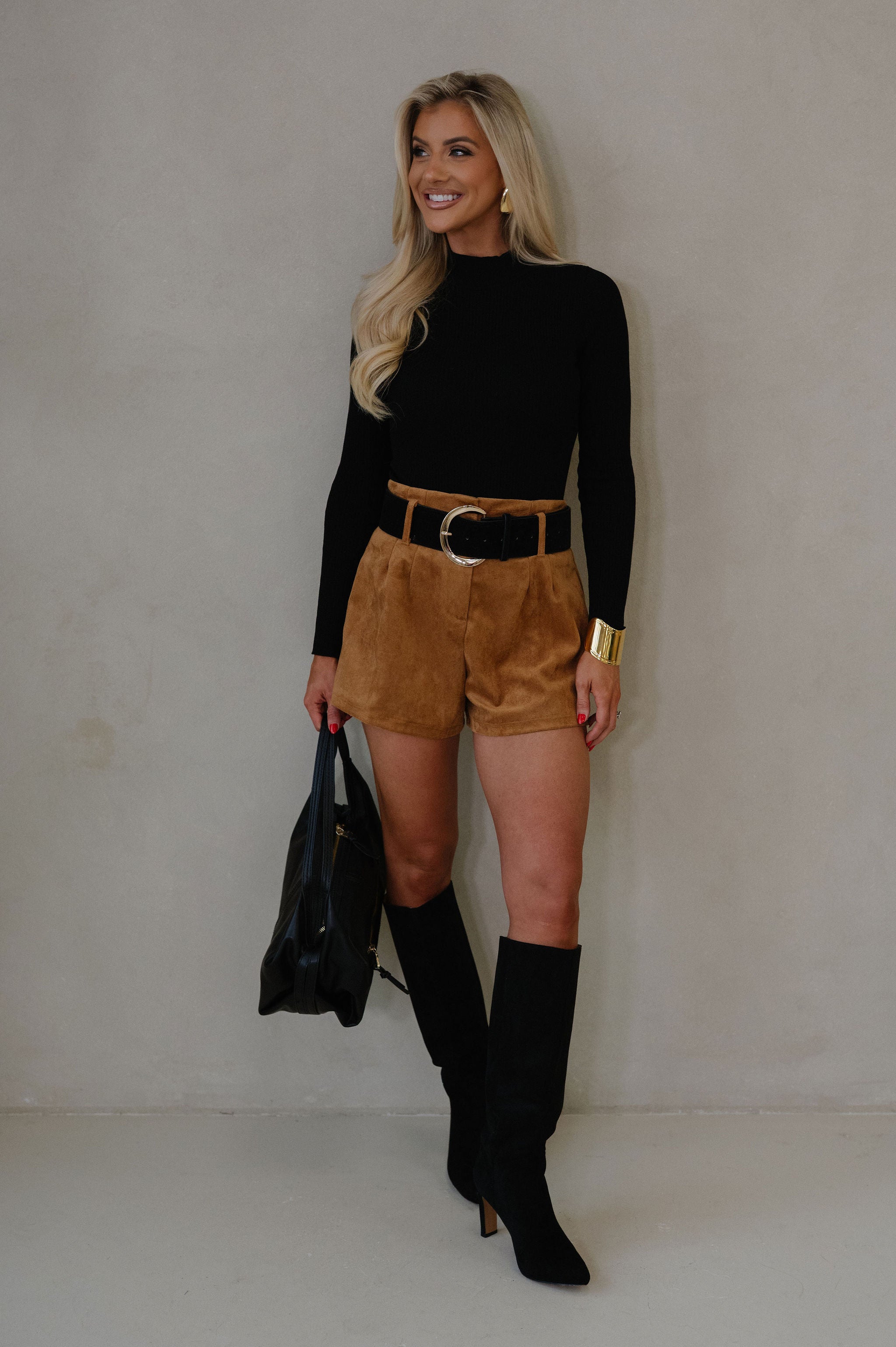 Tanya Suede Shorts-Camel