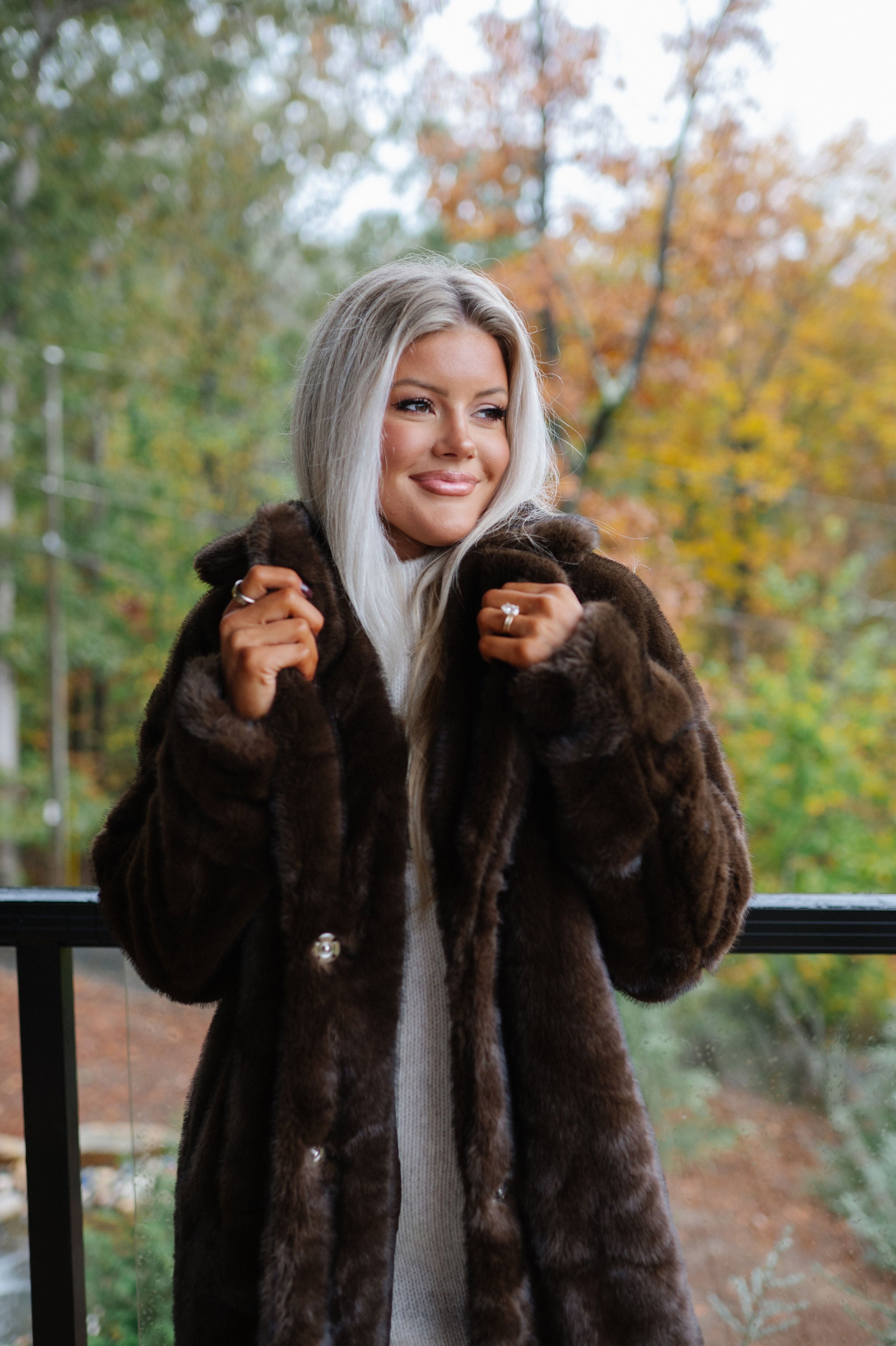 Frankie Maxi Fur Coat-Coffee