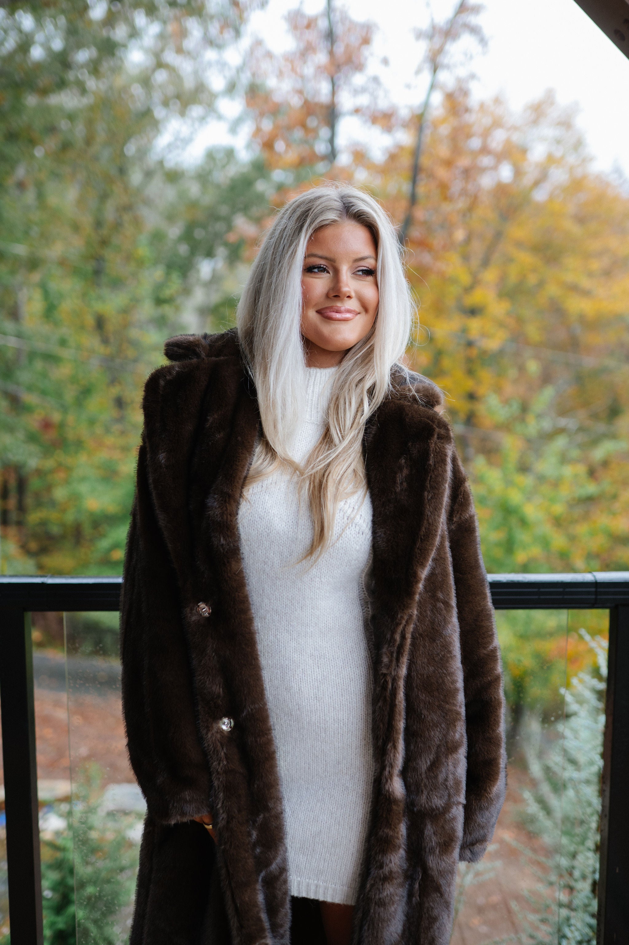 Frankie Maxi Fur Coat-Coffee