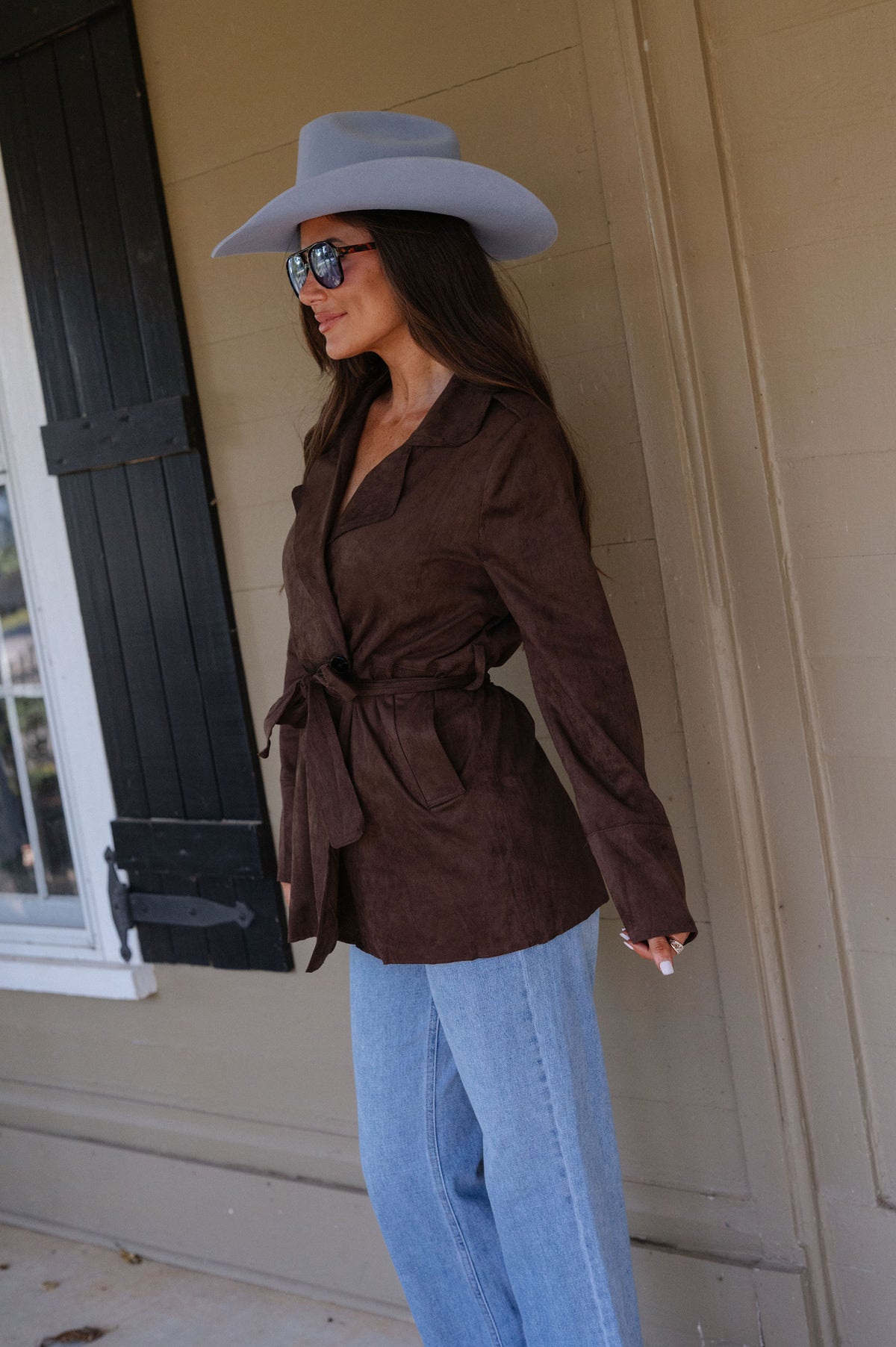Lena Suede Jacket-Coffee