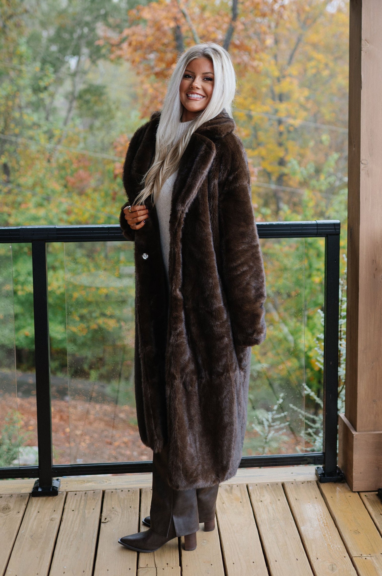 Frankie Maxi Fur Coat-Coffee
