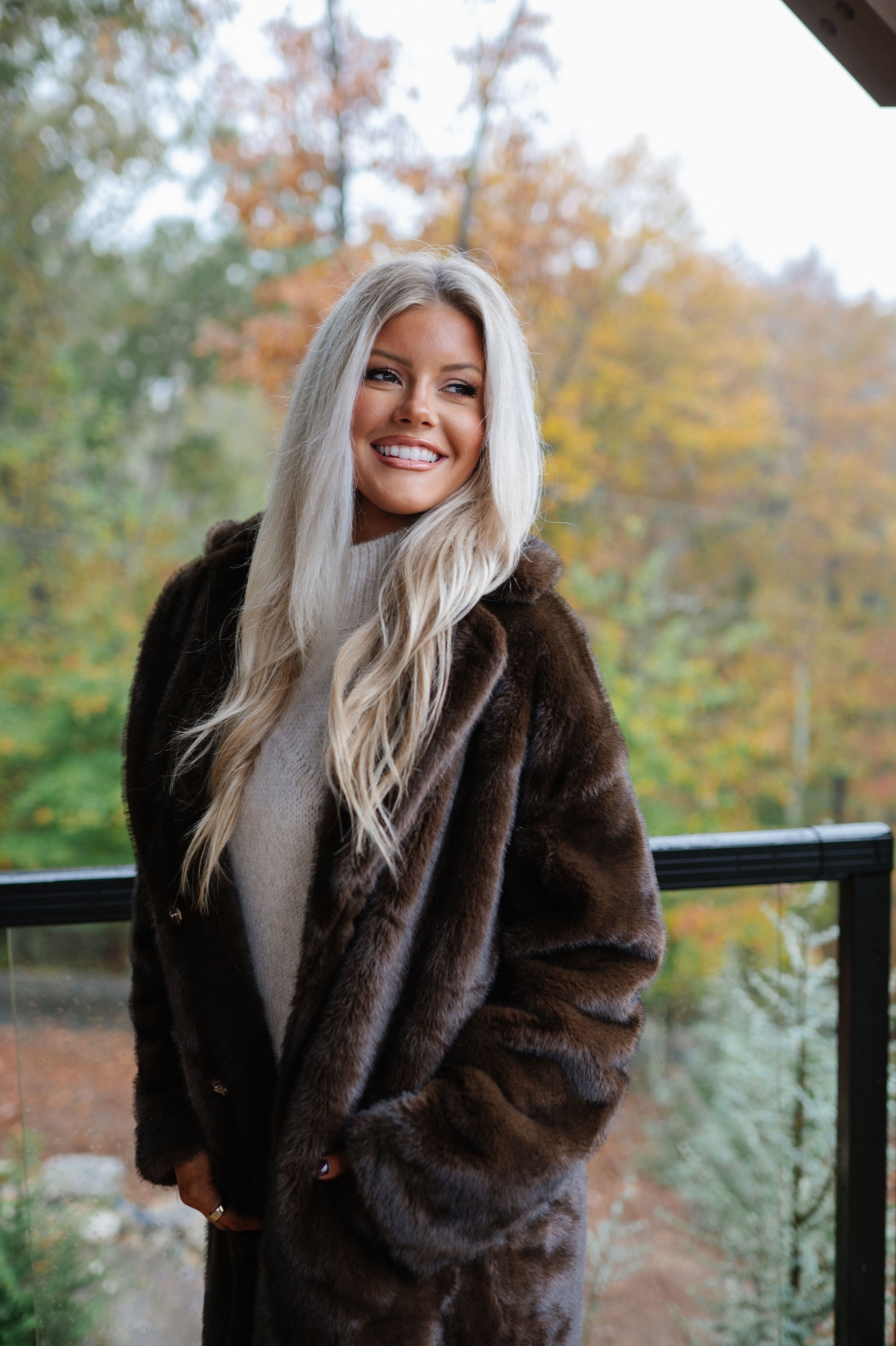 Frankie Maxi Fur Coat-Coffee