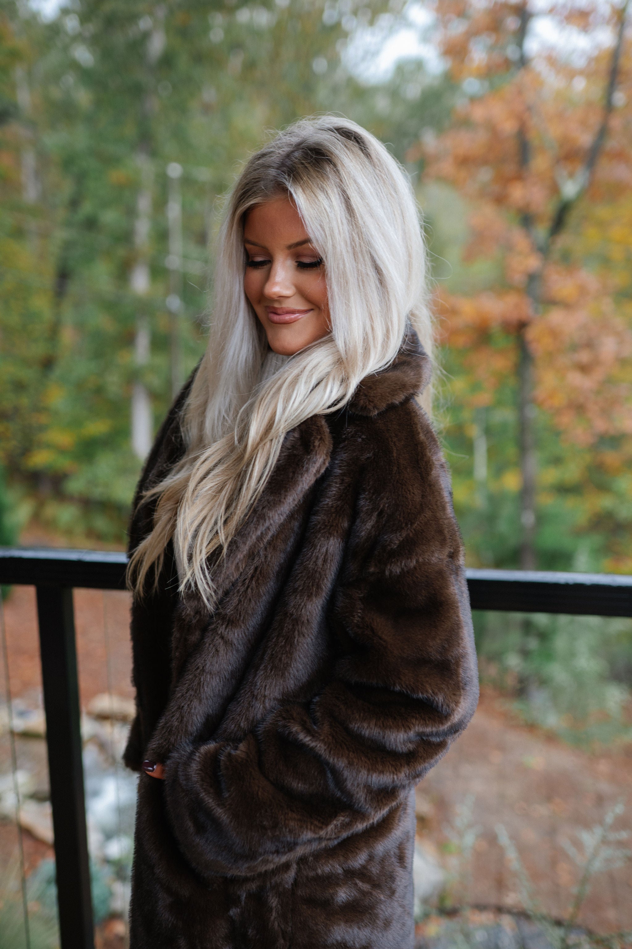 Frankie Maxi Fur Coat-Coffee