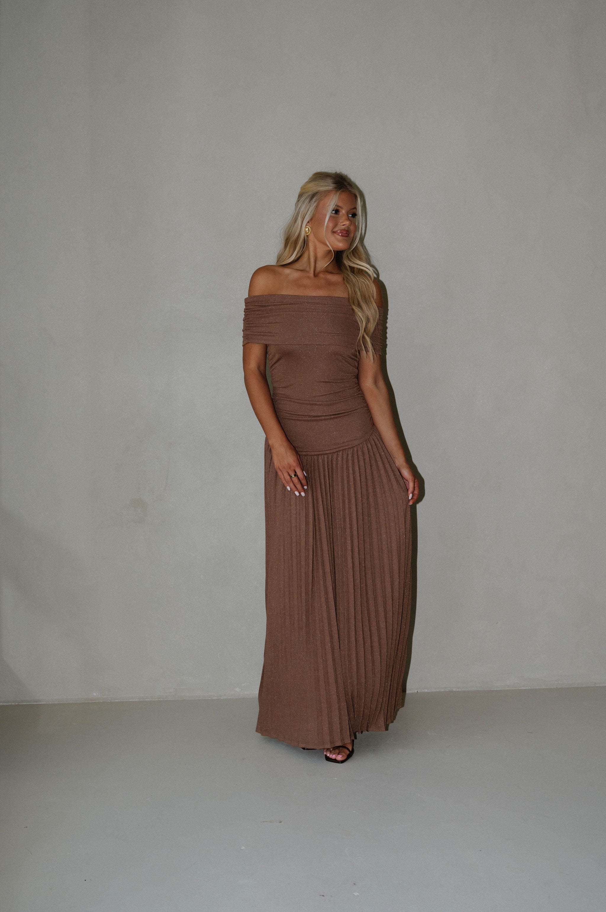 Elina Drop Dress-Brown
