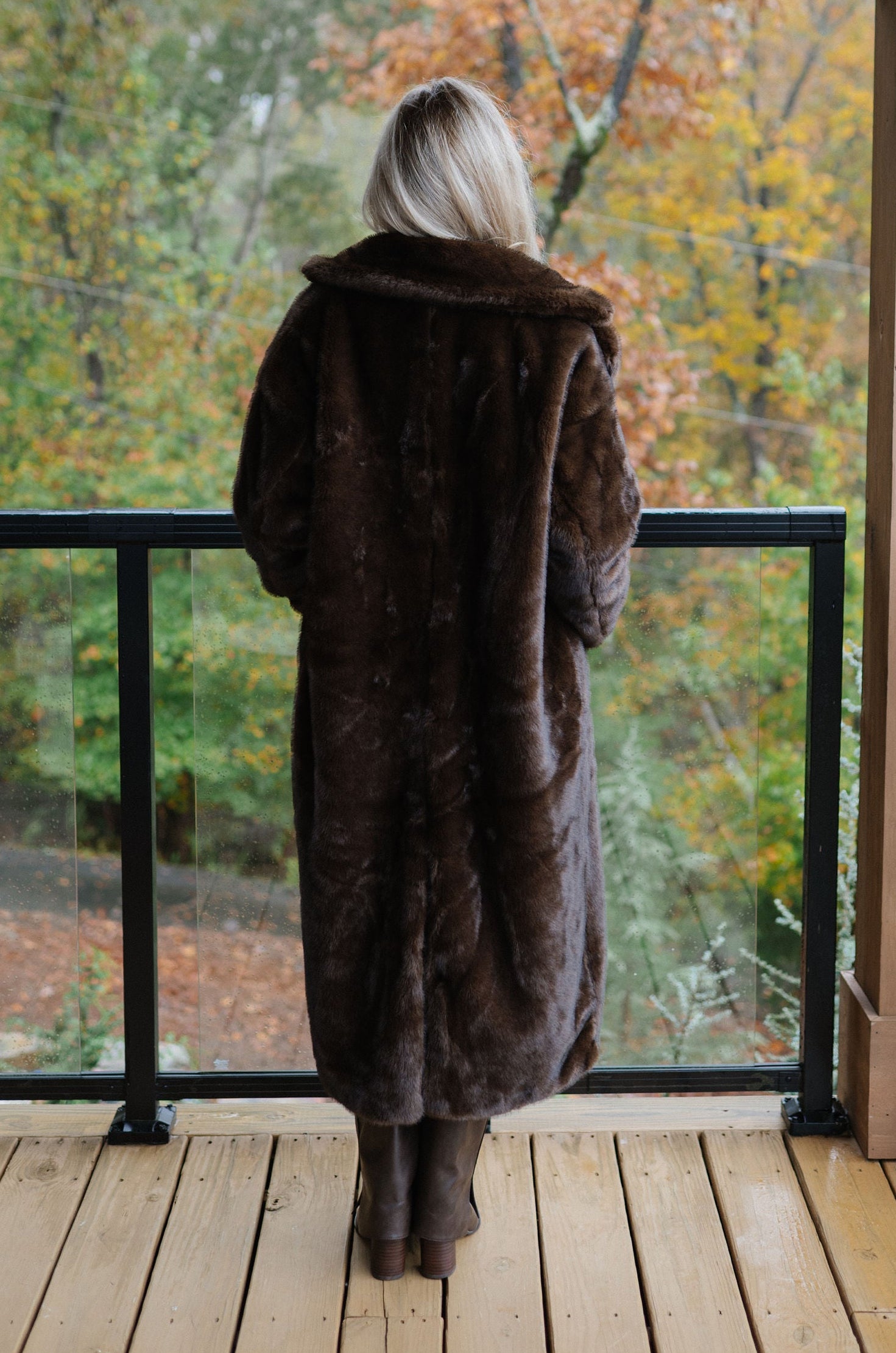 Frankie Maxi Fur Coat-Coffee