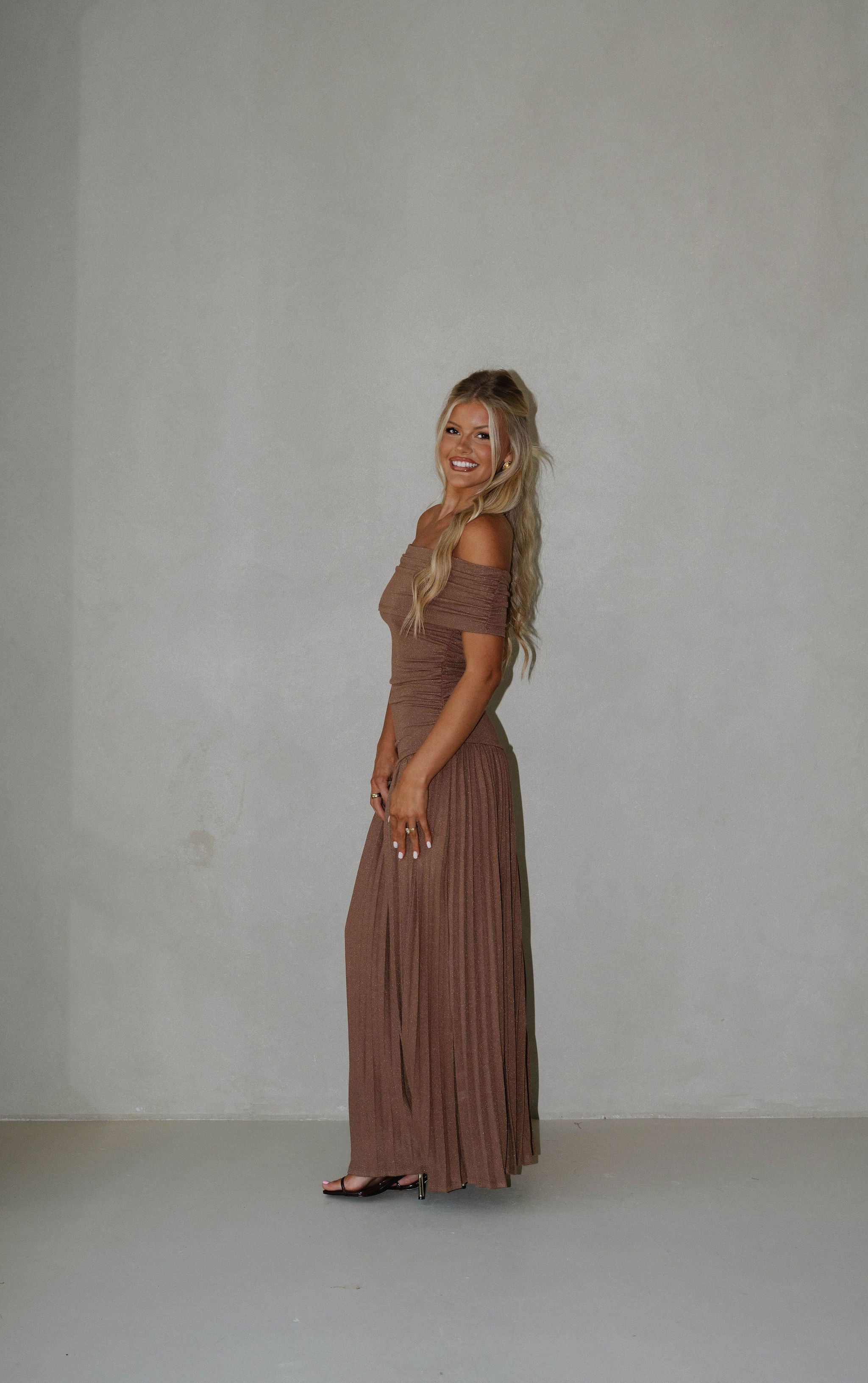 Elina Drop Dress-Brown