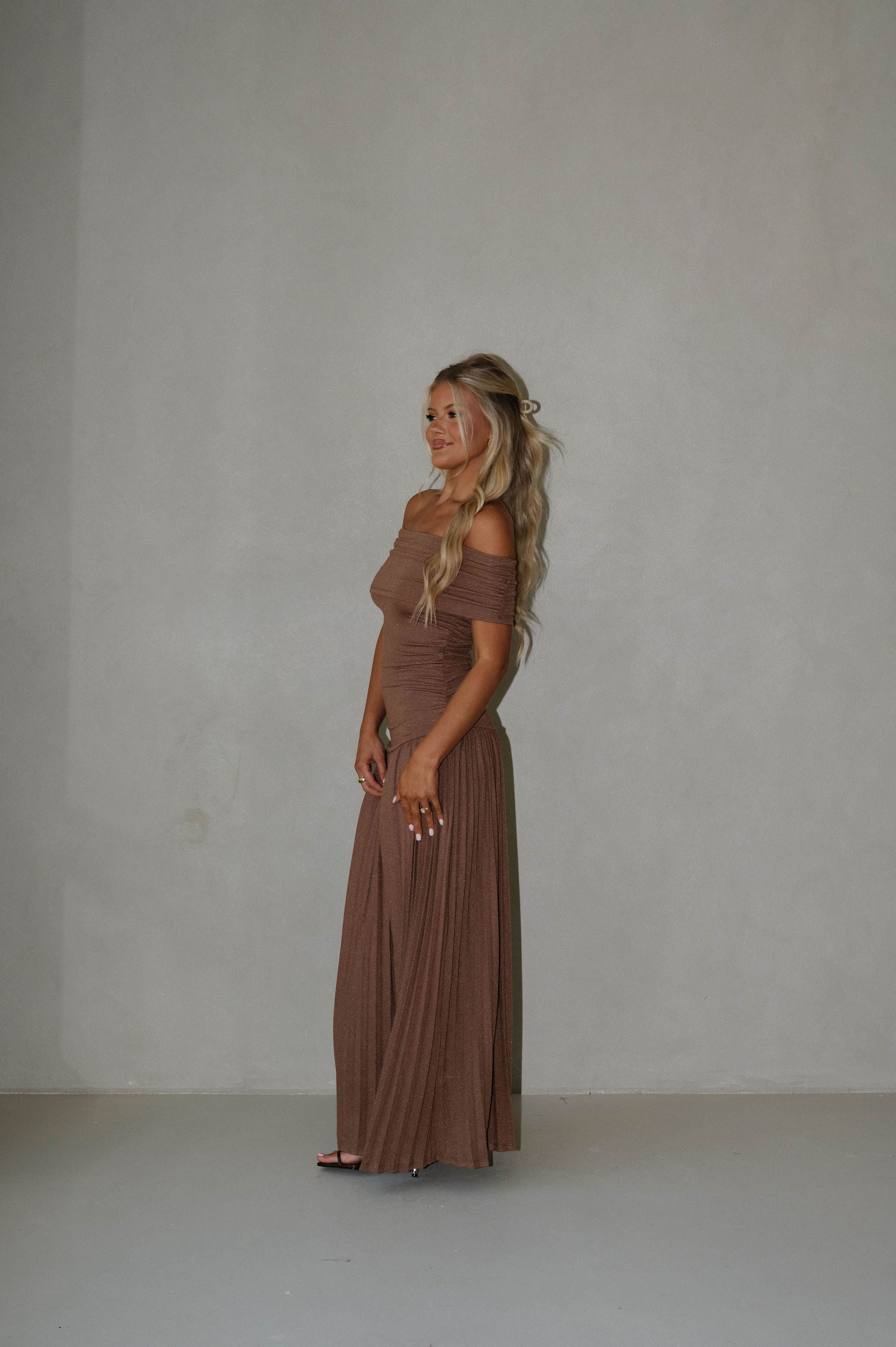 Elina Drop Dress-Brown