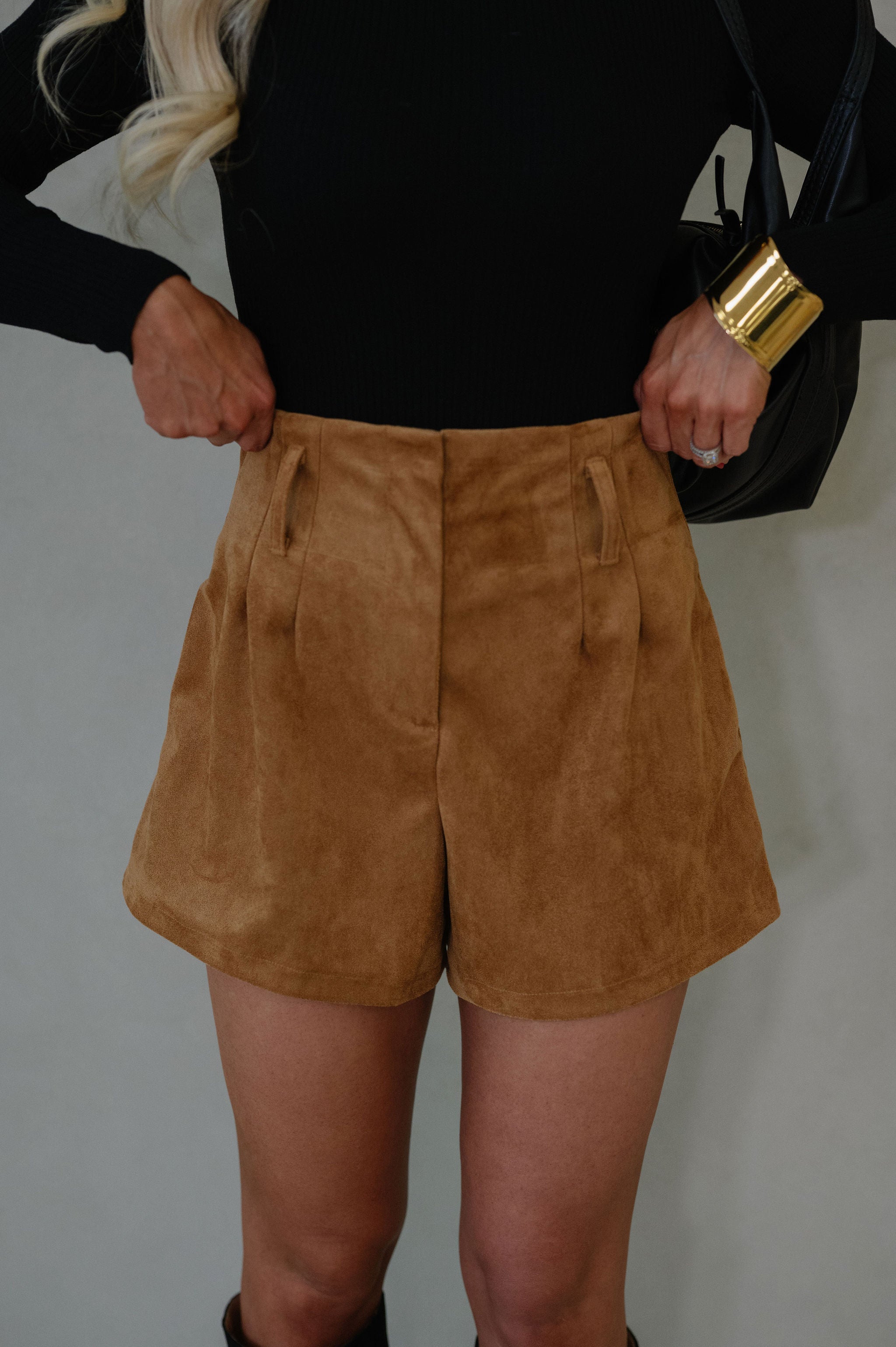 Tanya Suede Shorts-Camel