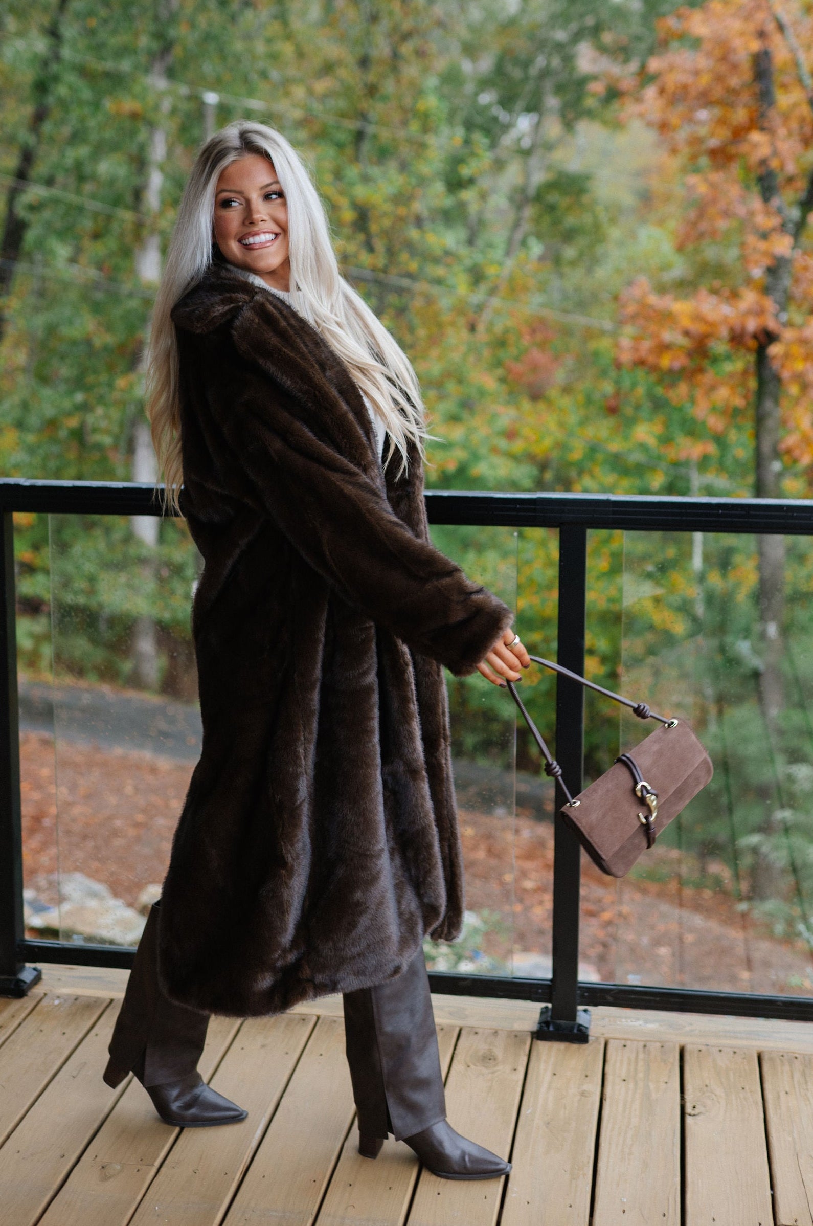 Frankie Maxi Fur Coat-Coffee