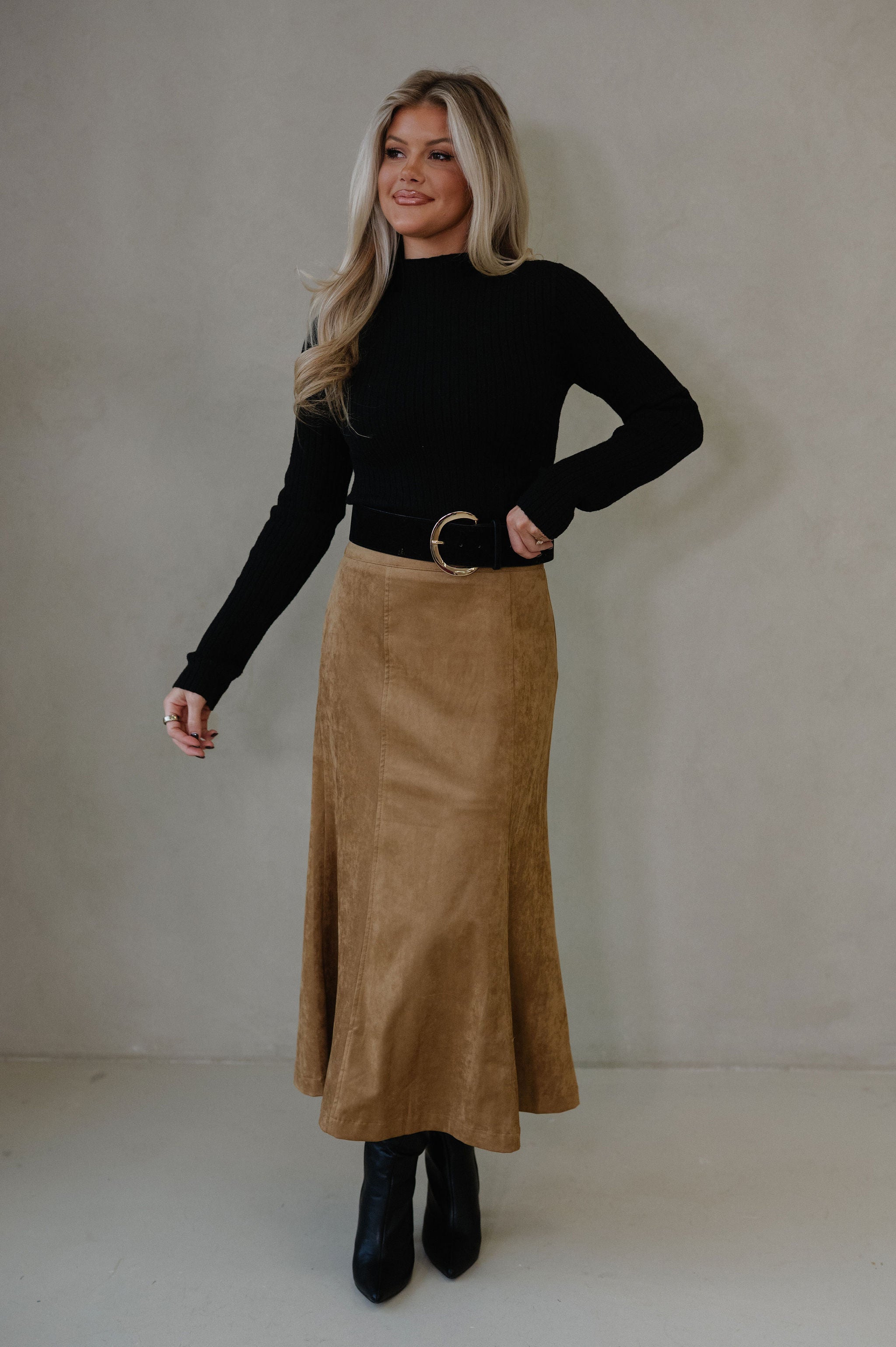 Pressley Midi Skirt-Tan