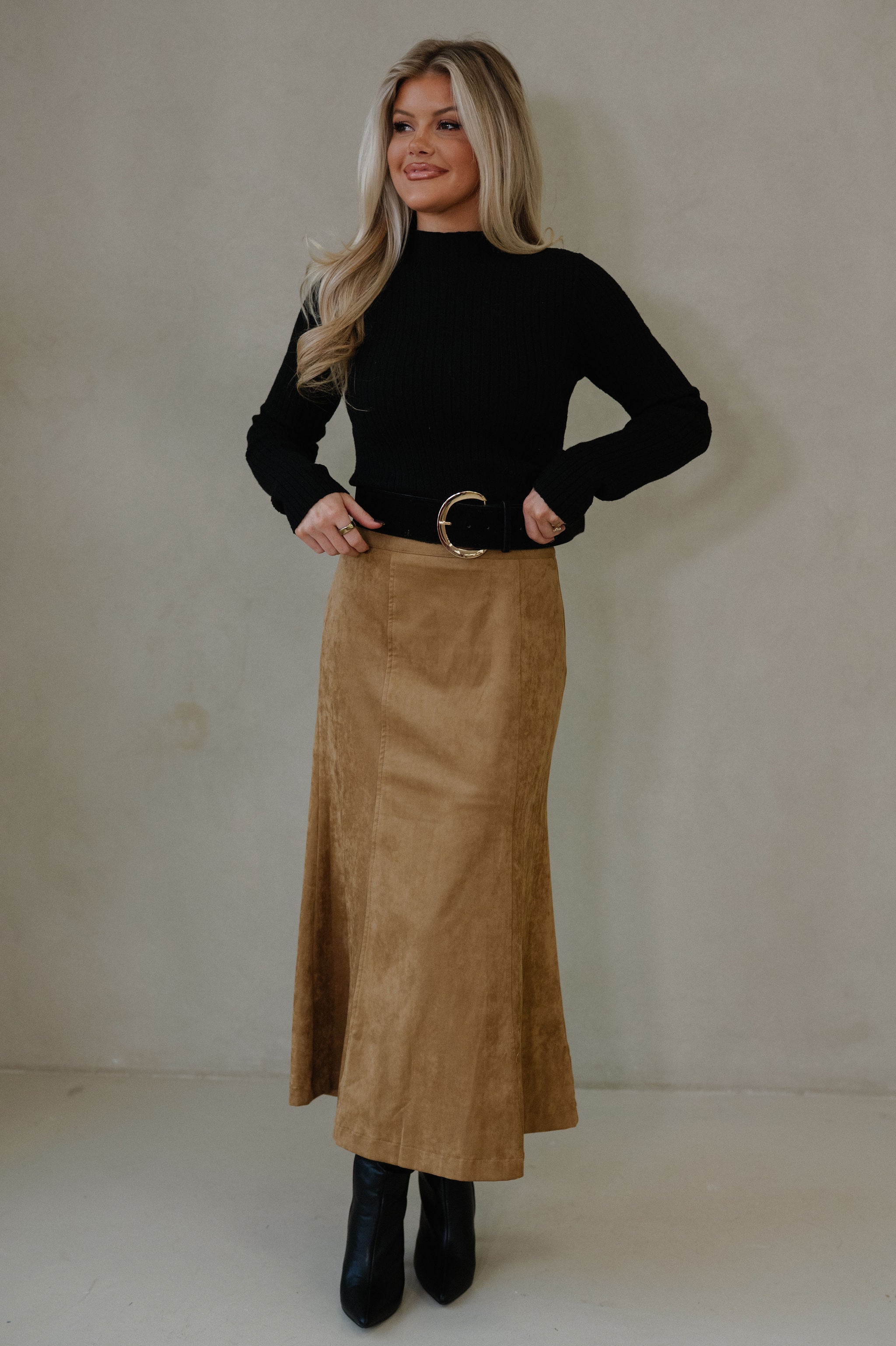 Pressley Midi Skirt-Tan