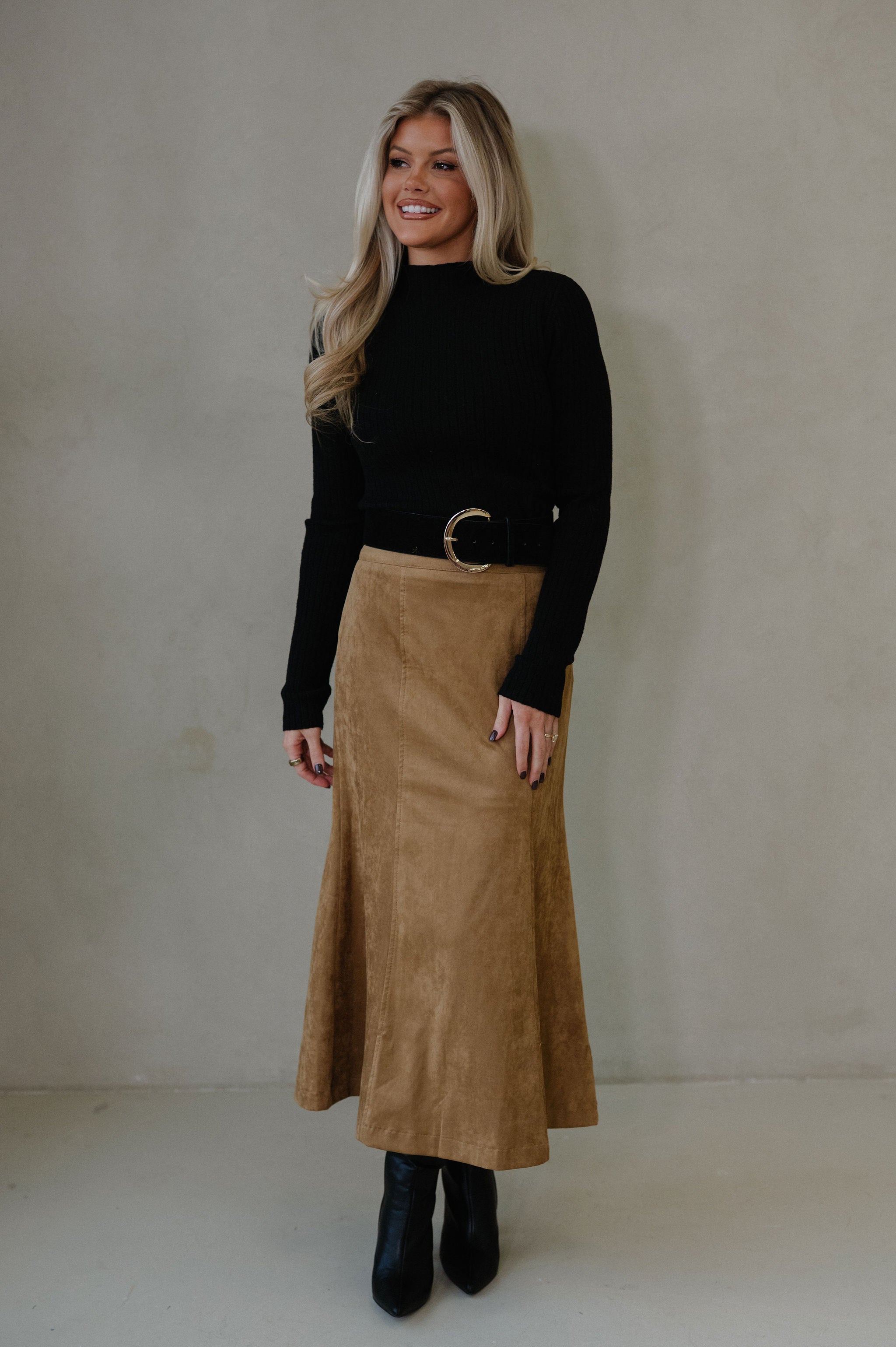 Pressley Midi Skirt-Tan