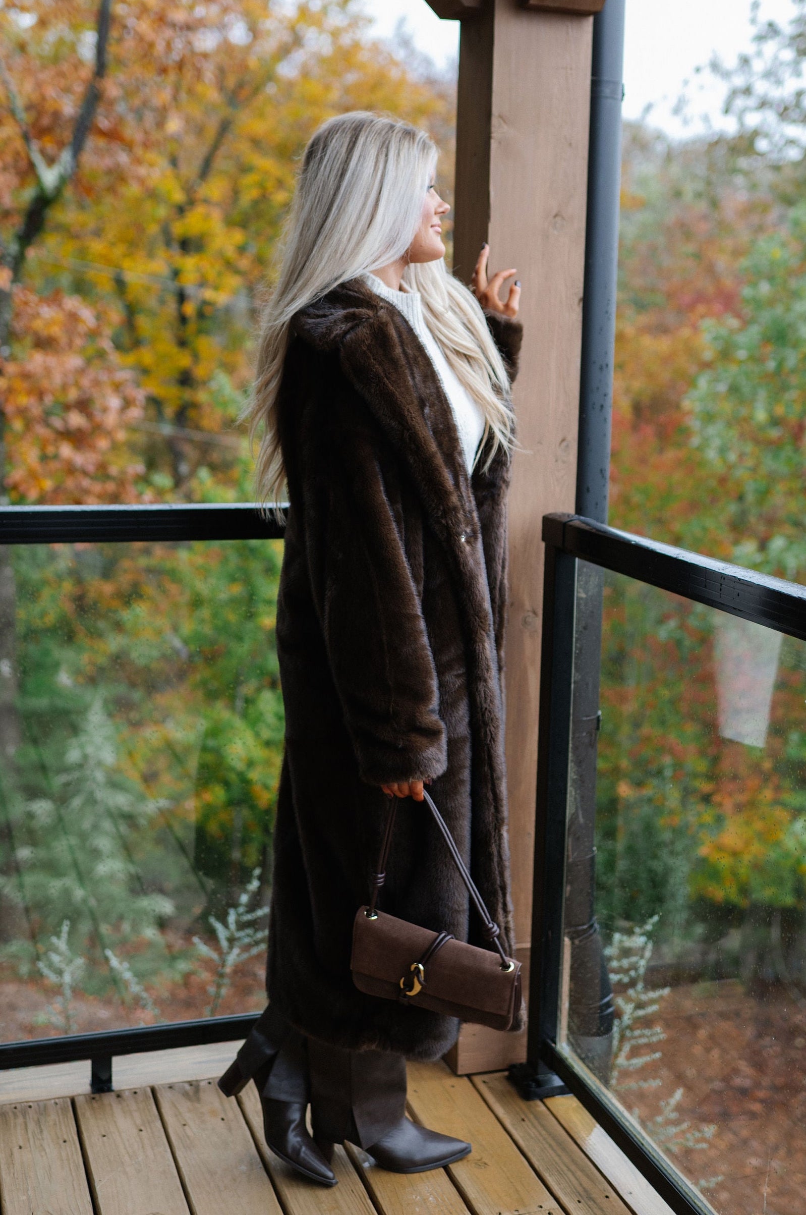 Frankie Maxi Fur Coat-Coffee
