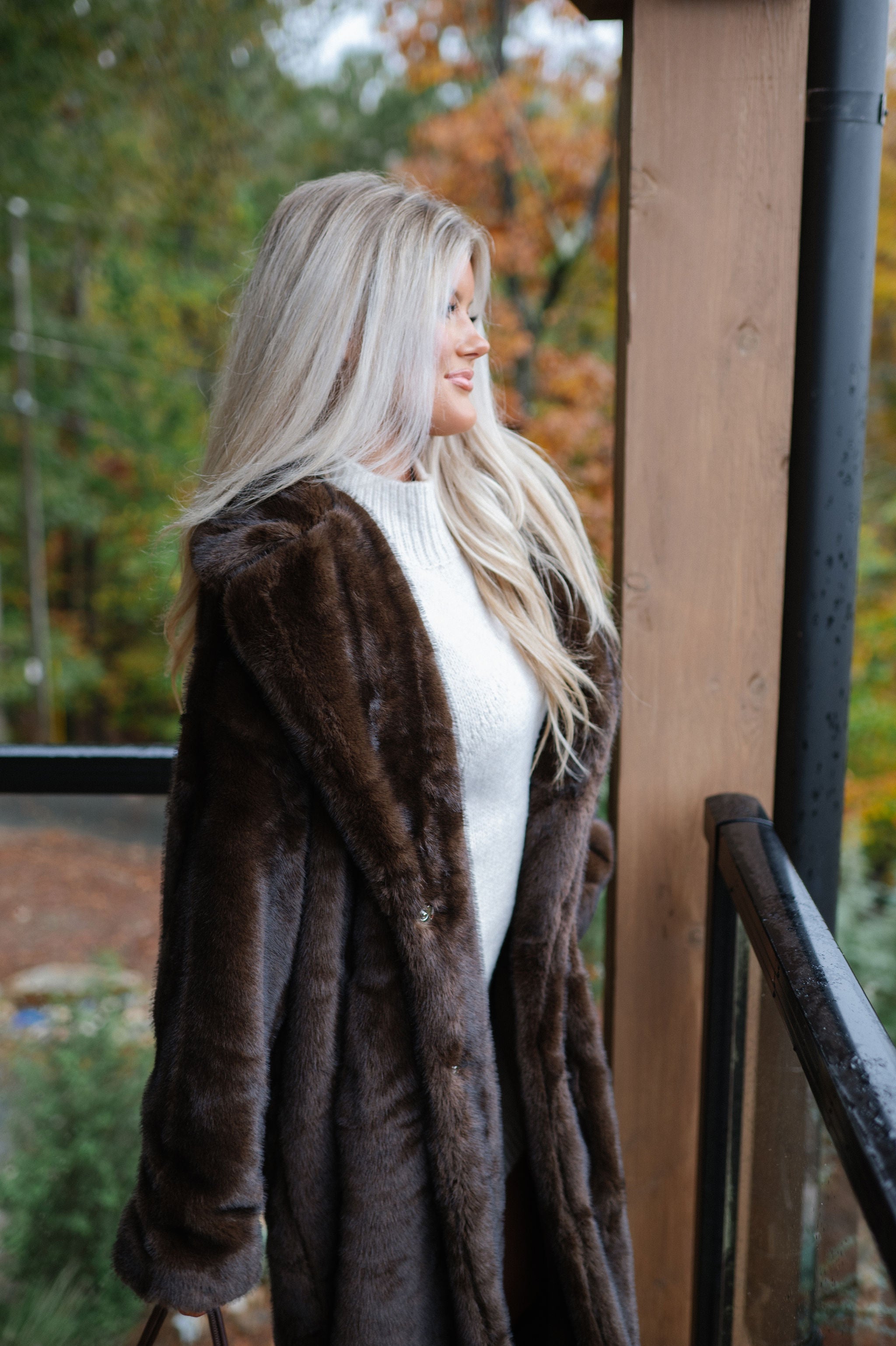 Frankie Maxi Fur Coat-Coffee