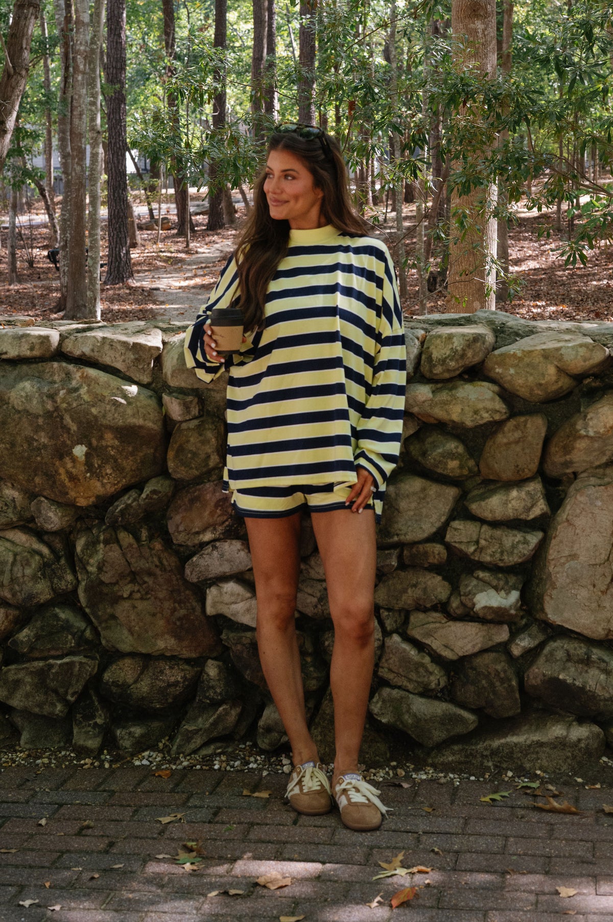 Brooklyn Striped Short Set-Lemon