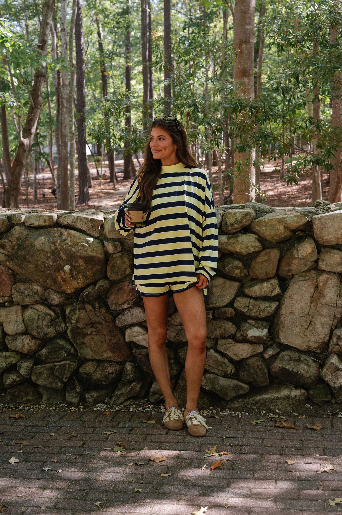 Brooklyn Striped Short Set-Lemon