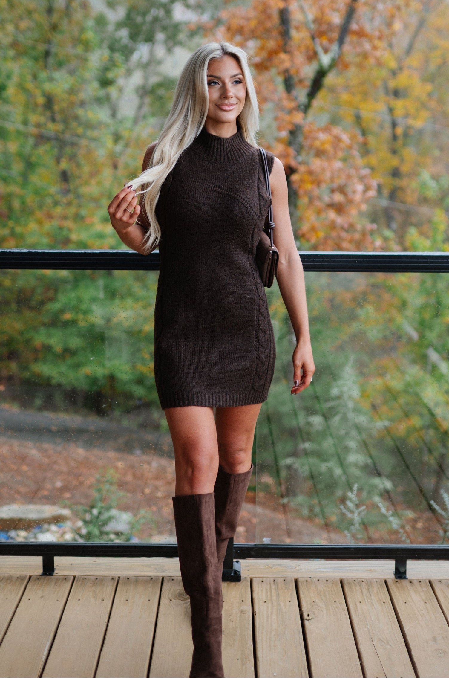 Hudson Sweater Mini Dress-Brown