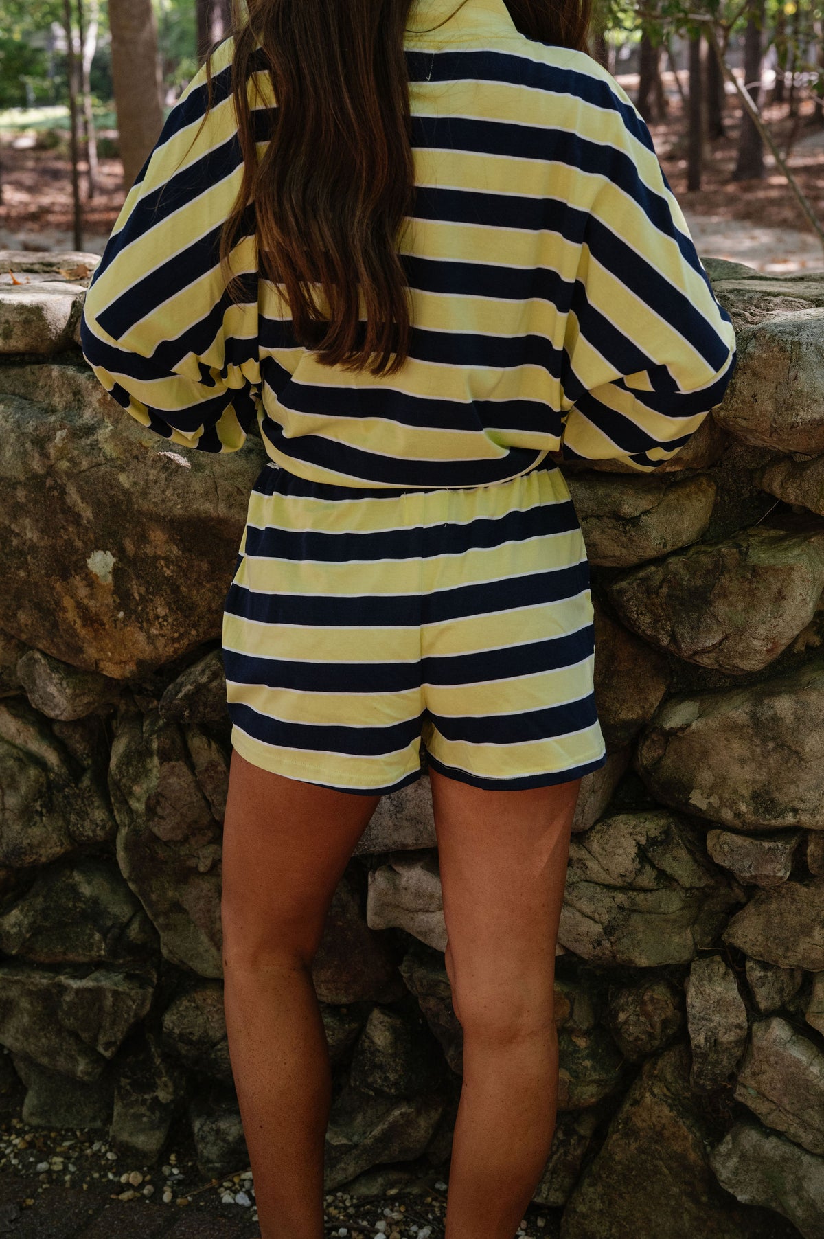 Brooklyn Striped Short Set-Lemon