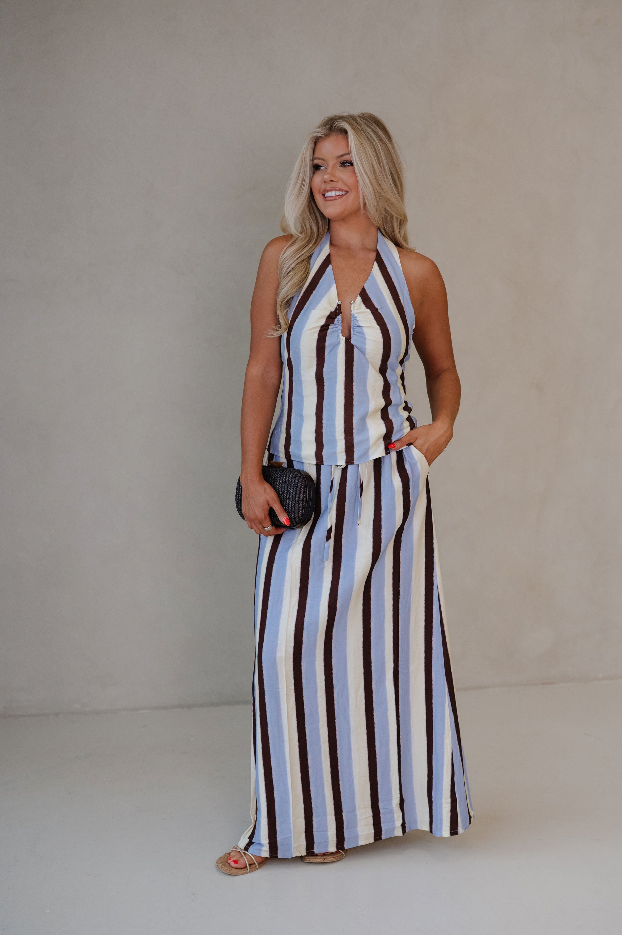 Mia Striped Set-Blue Multi