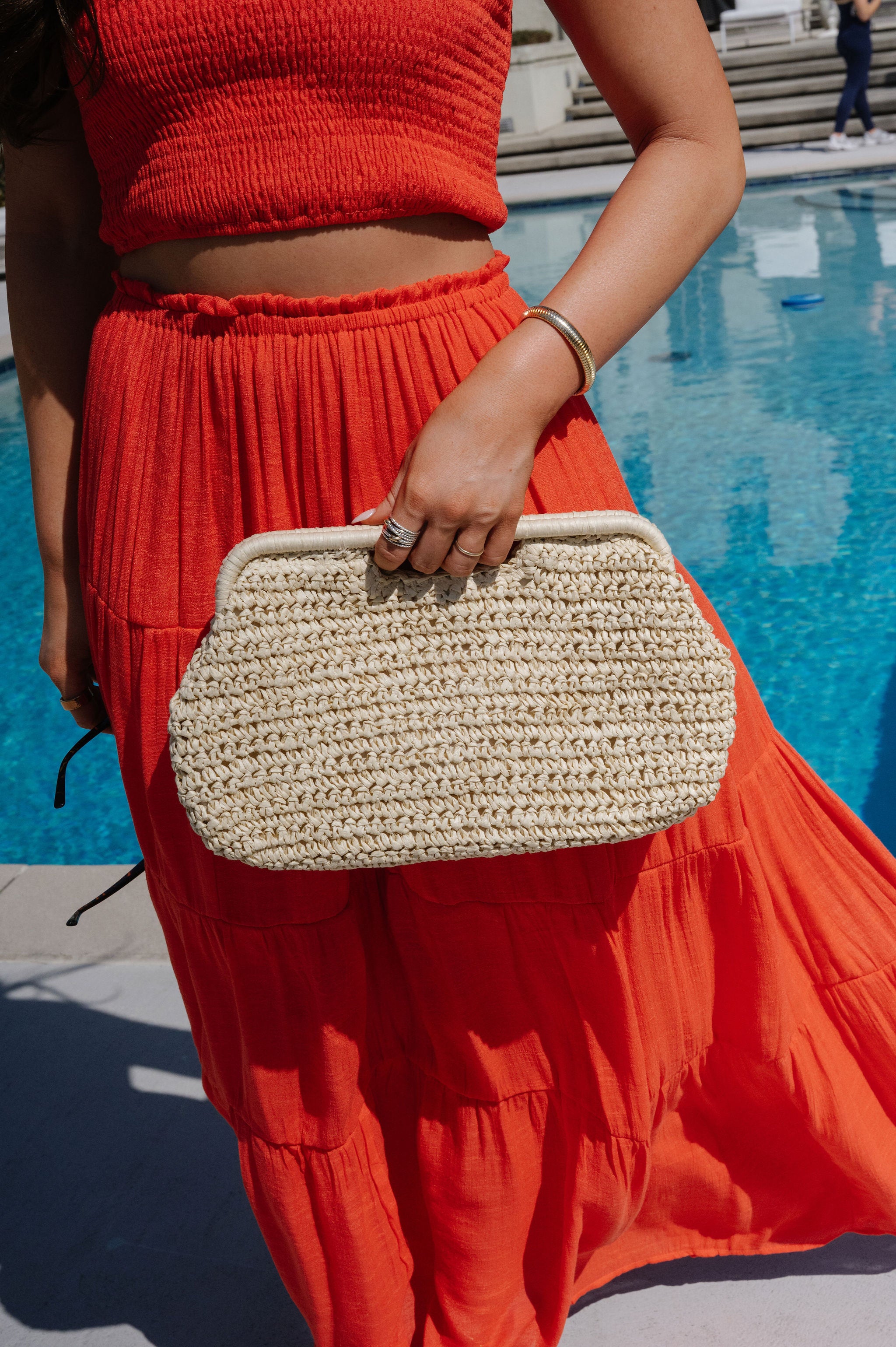 Lani Straw Clutch-Ivory