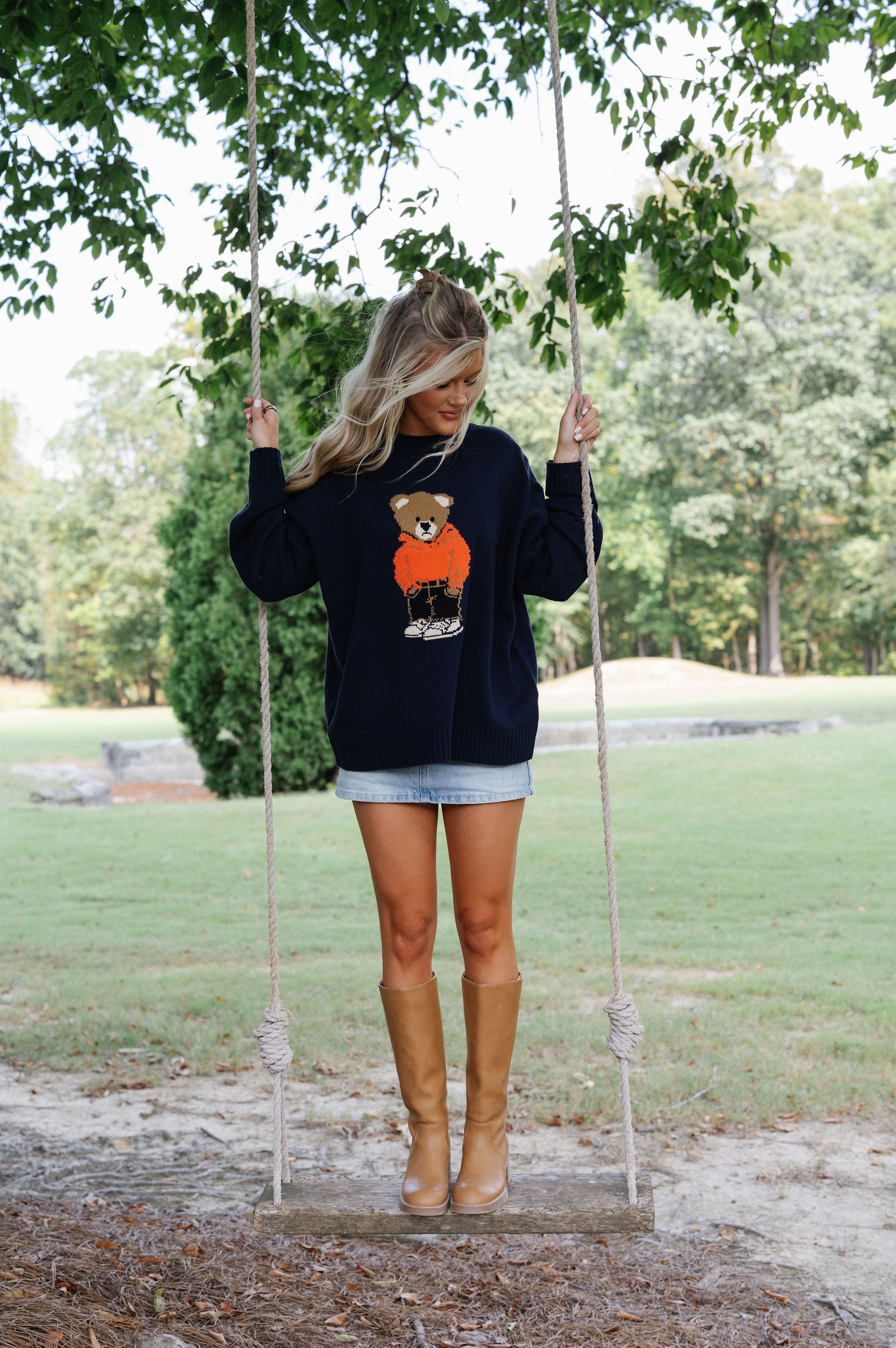 Sweater Bear Top-Navy