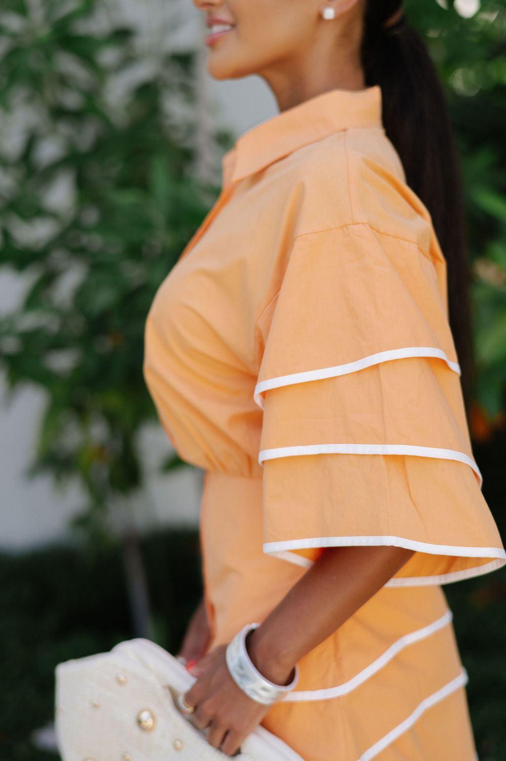 Contrast Mini Shirt Dress-Orange