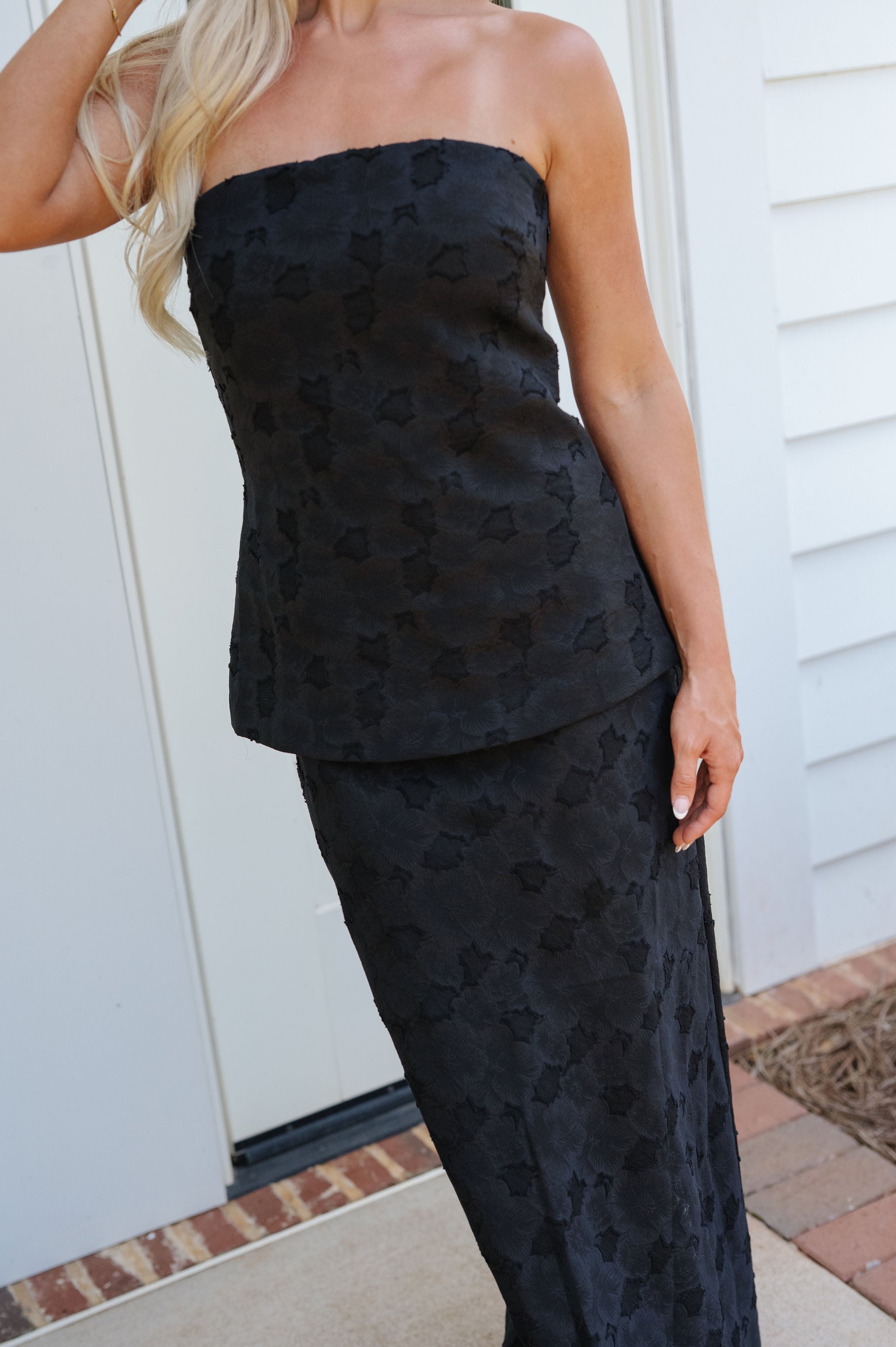 Harrison Strapless Maxi Dress-Black