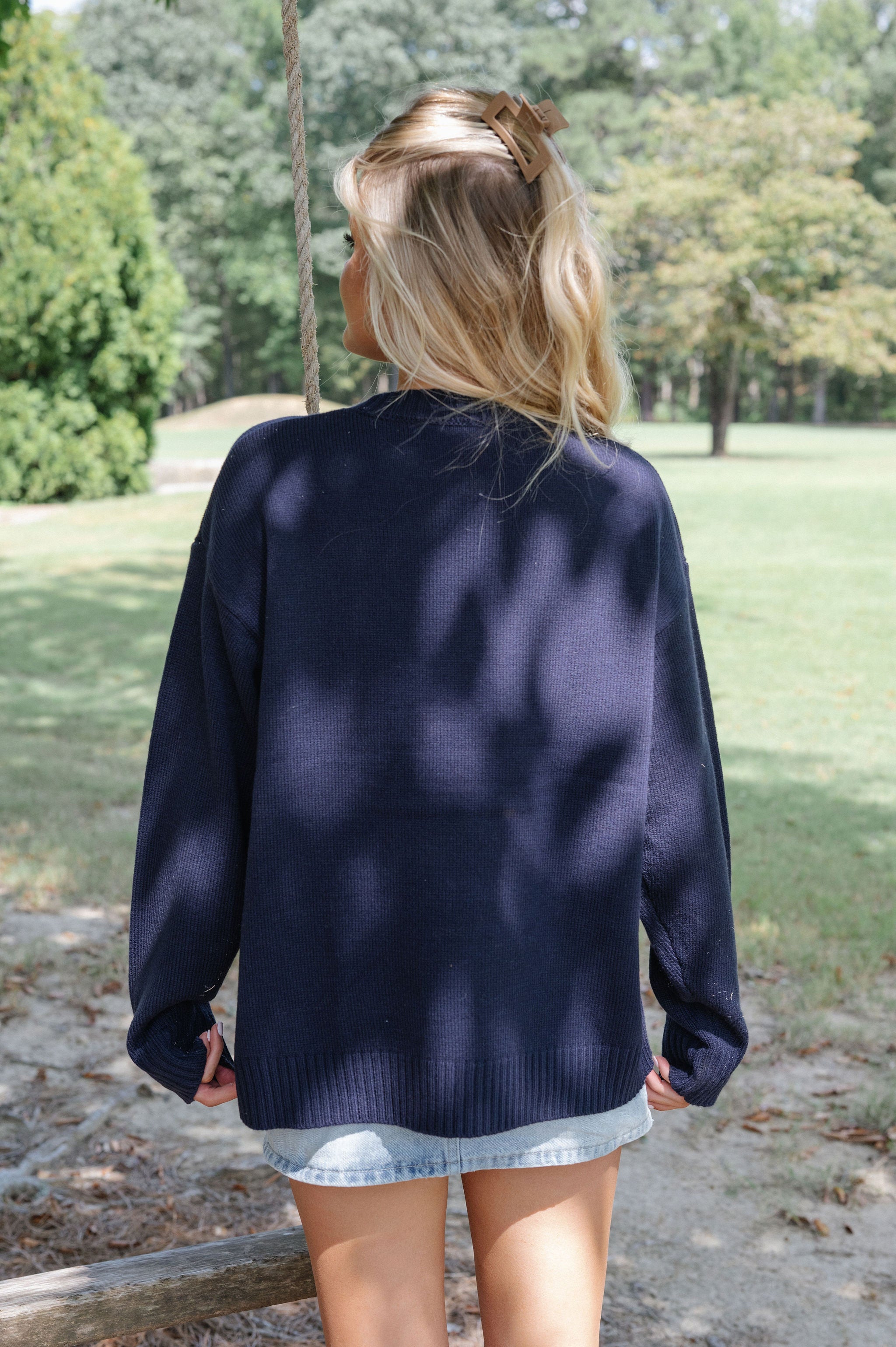 Sweater Bear Top-Navy