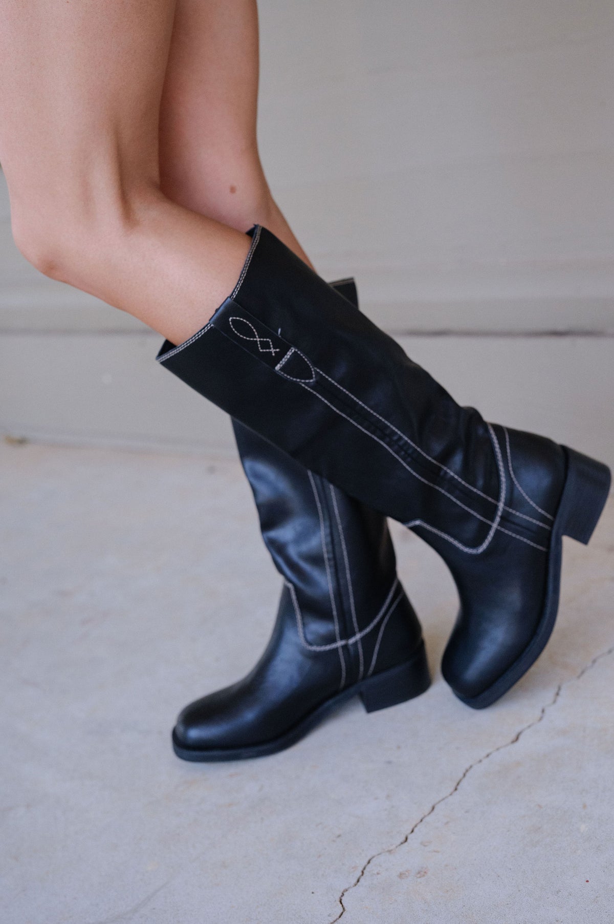 Mills Knee High Boots-Black