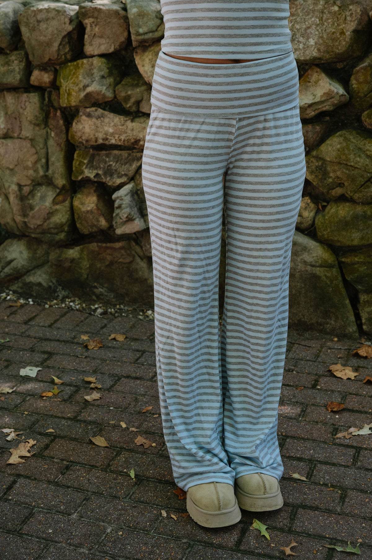 Penelope Striped Lounge Set-Grey