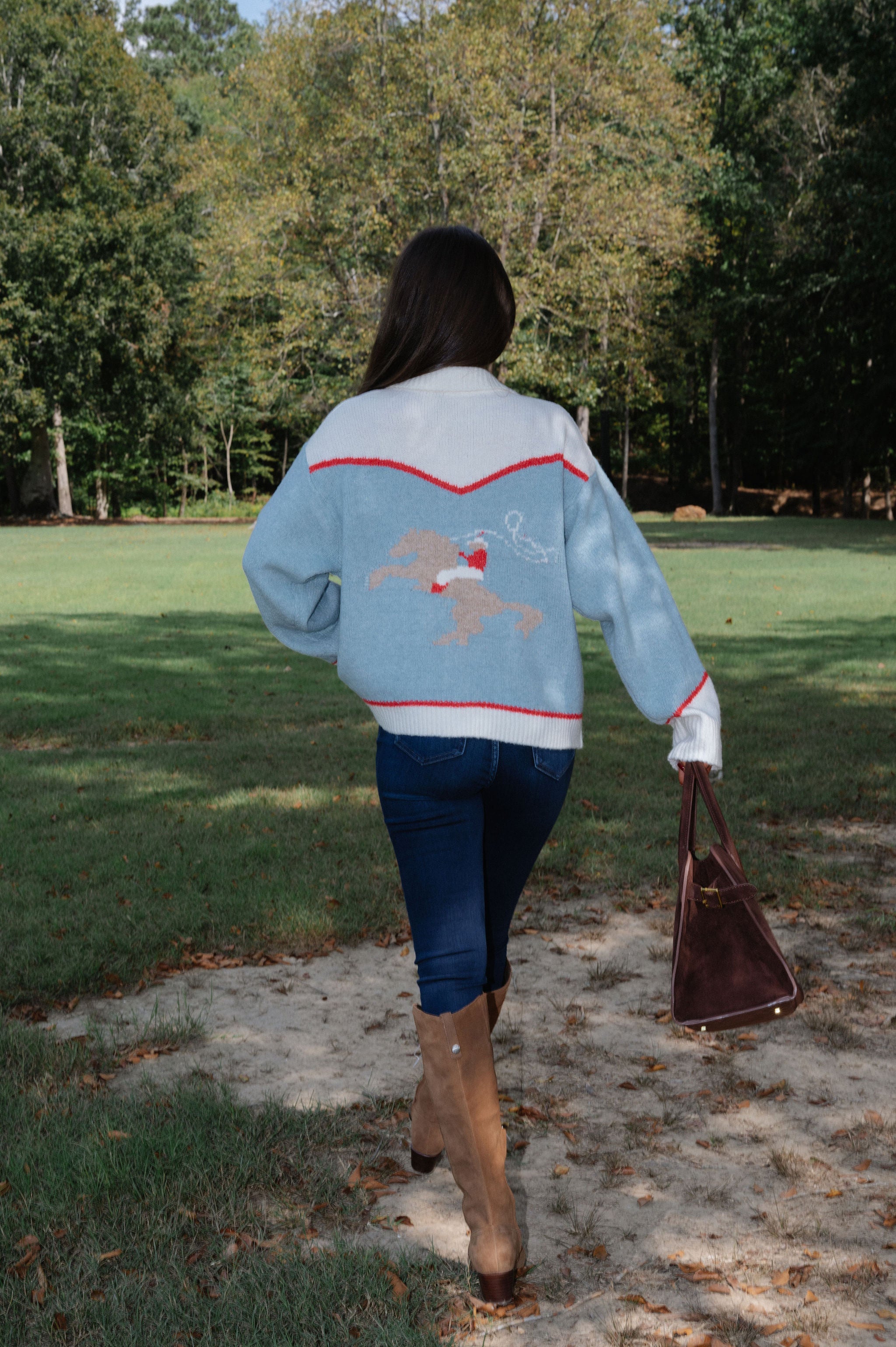 Rodeo Cowboy Knit Sweater-Sky Blue