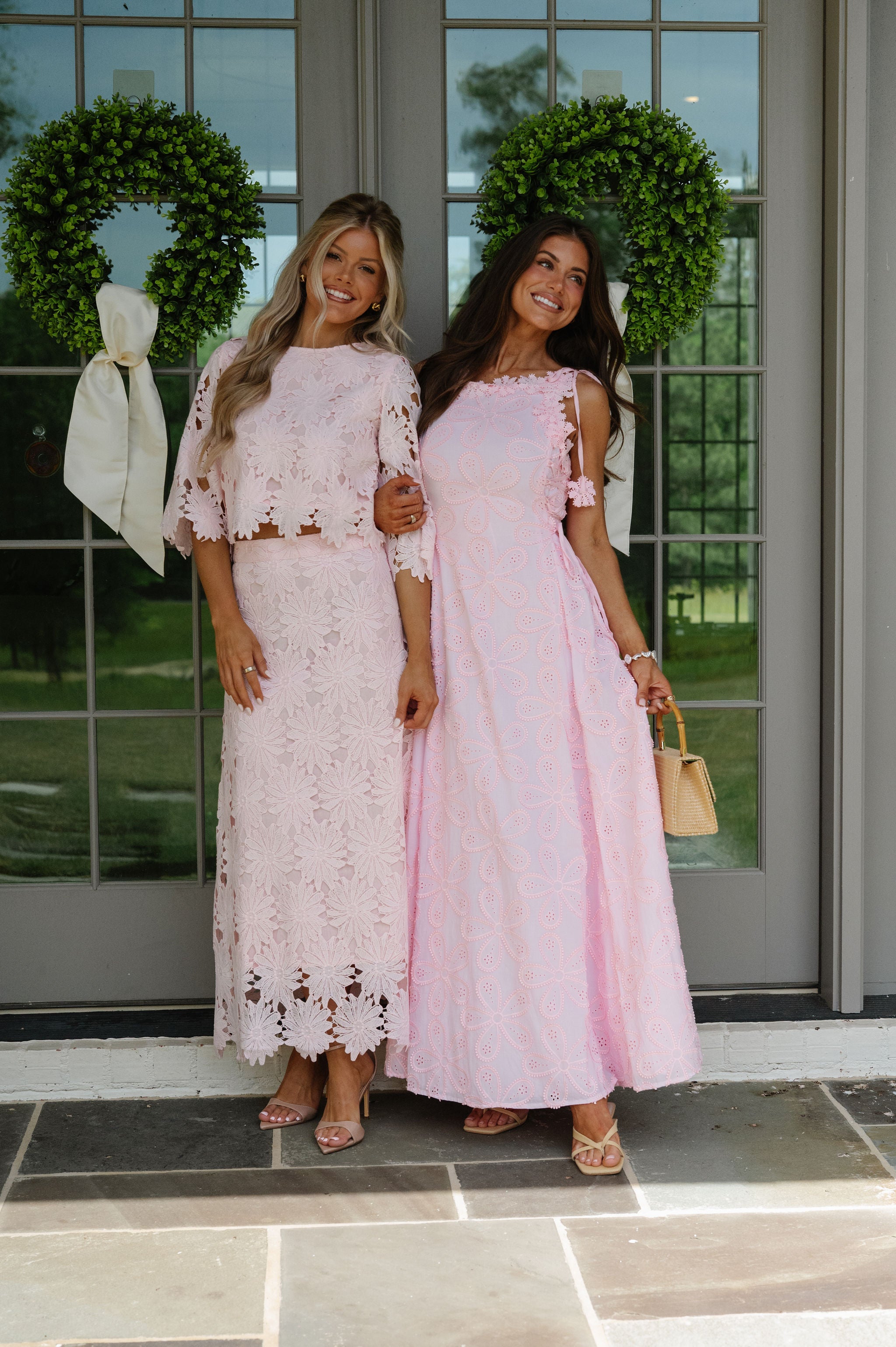 Ally Lace Maxi Skirt Set- Baby Pink