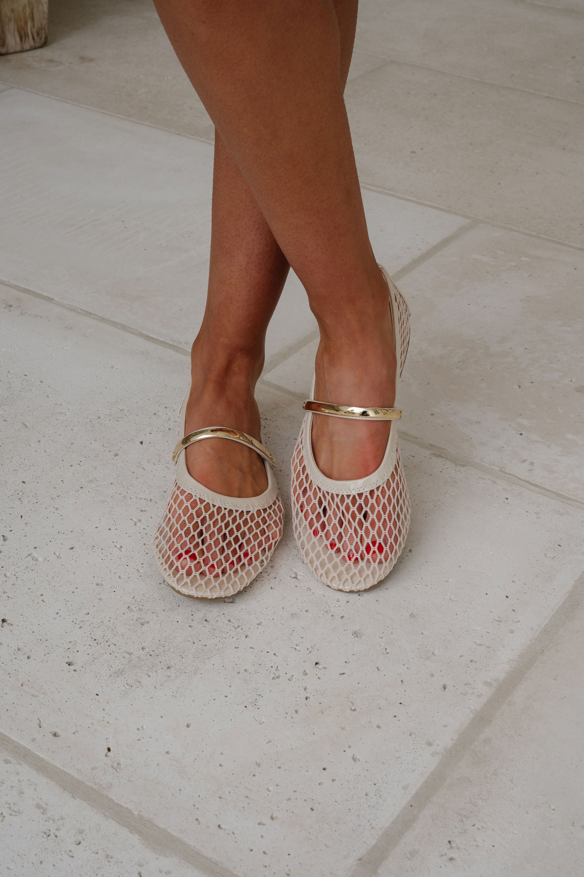Meghan Mesh Flats-Bone