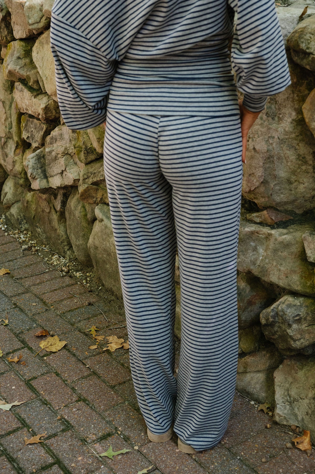 Sailor Stripe Lounge Set-Grey/Navy