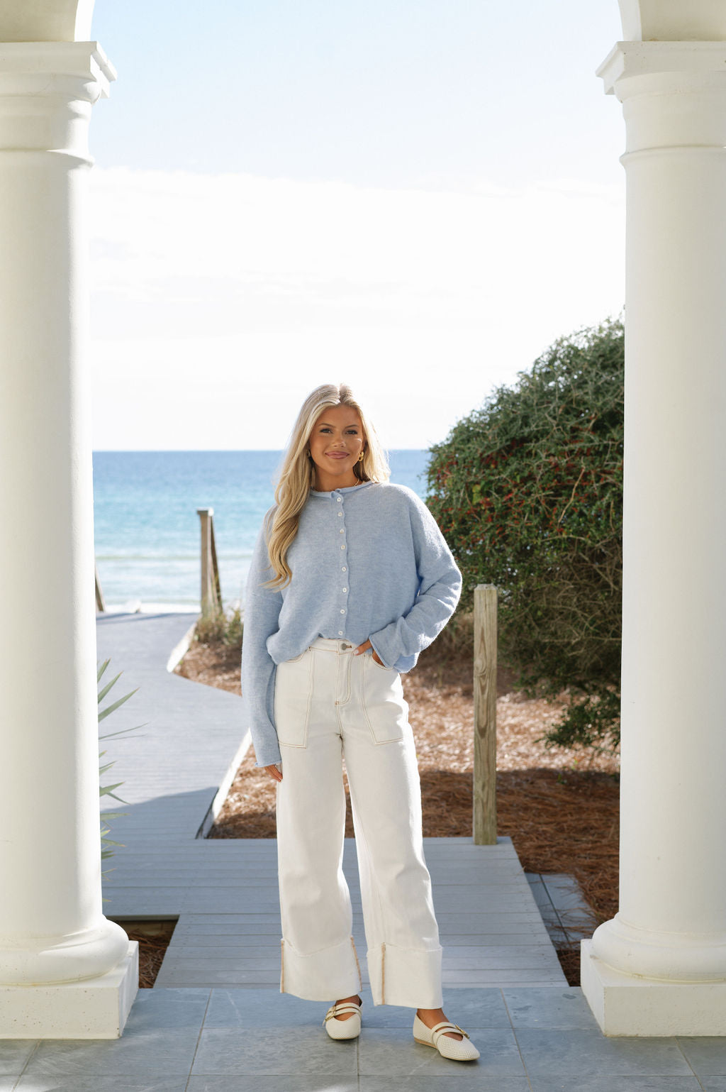 Victoria Cardigan-Sky Blue