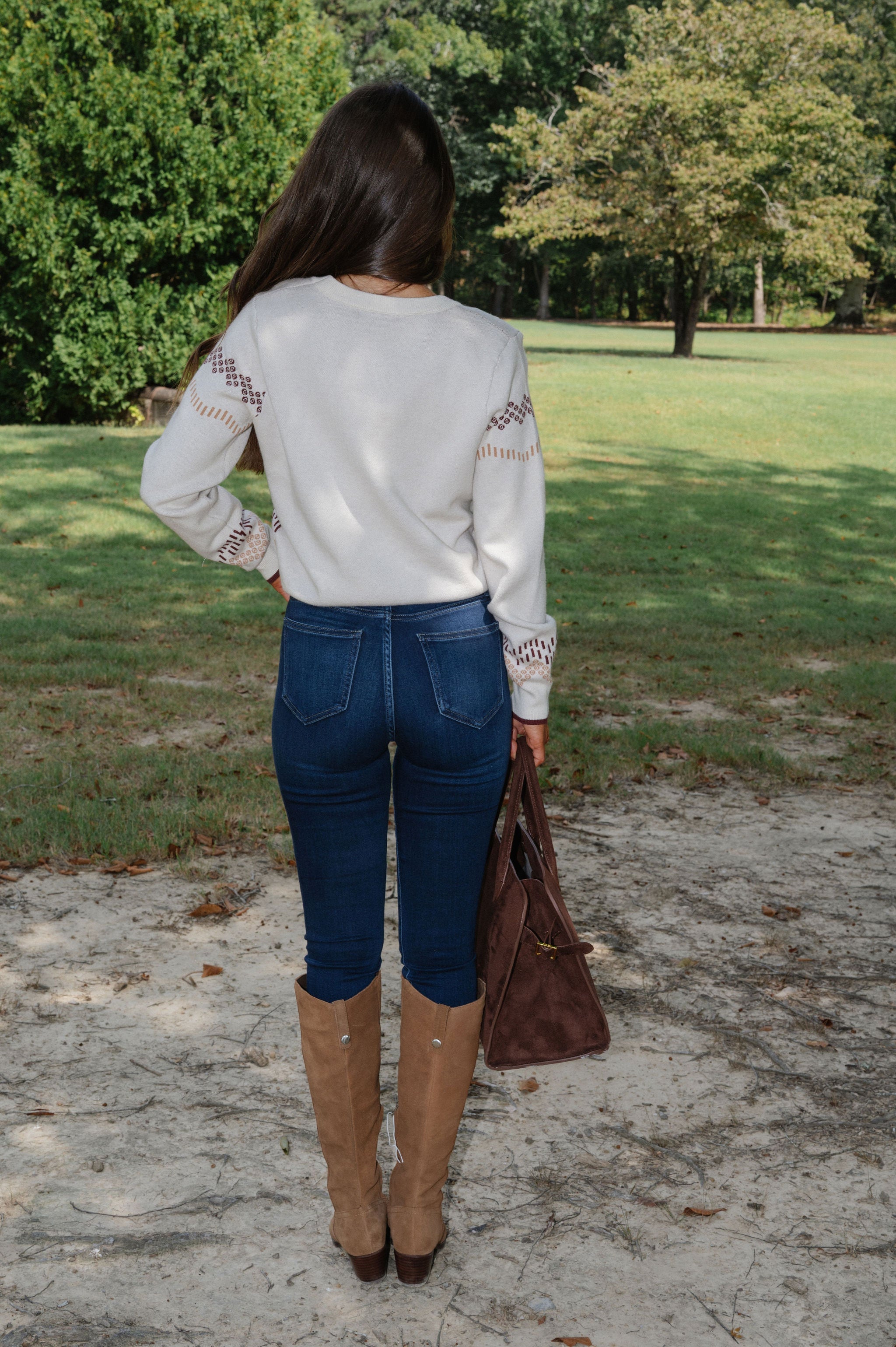 Duke Graphic Sweater-Ivory/Camel