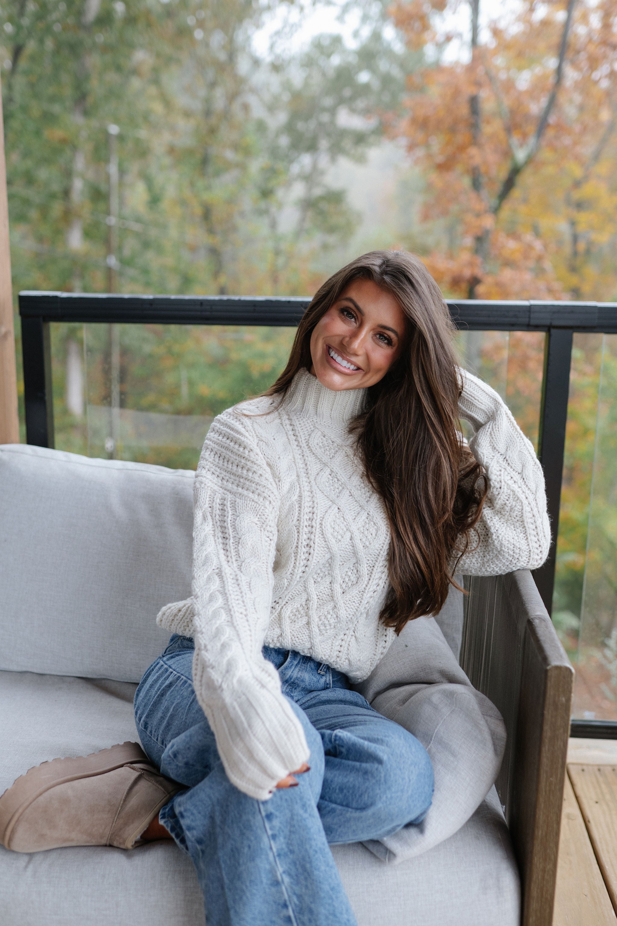 Peter Cable Knit Sweater-Light Cream