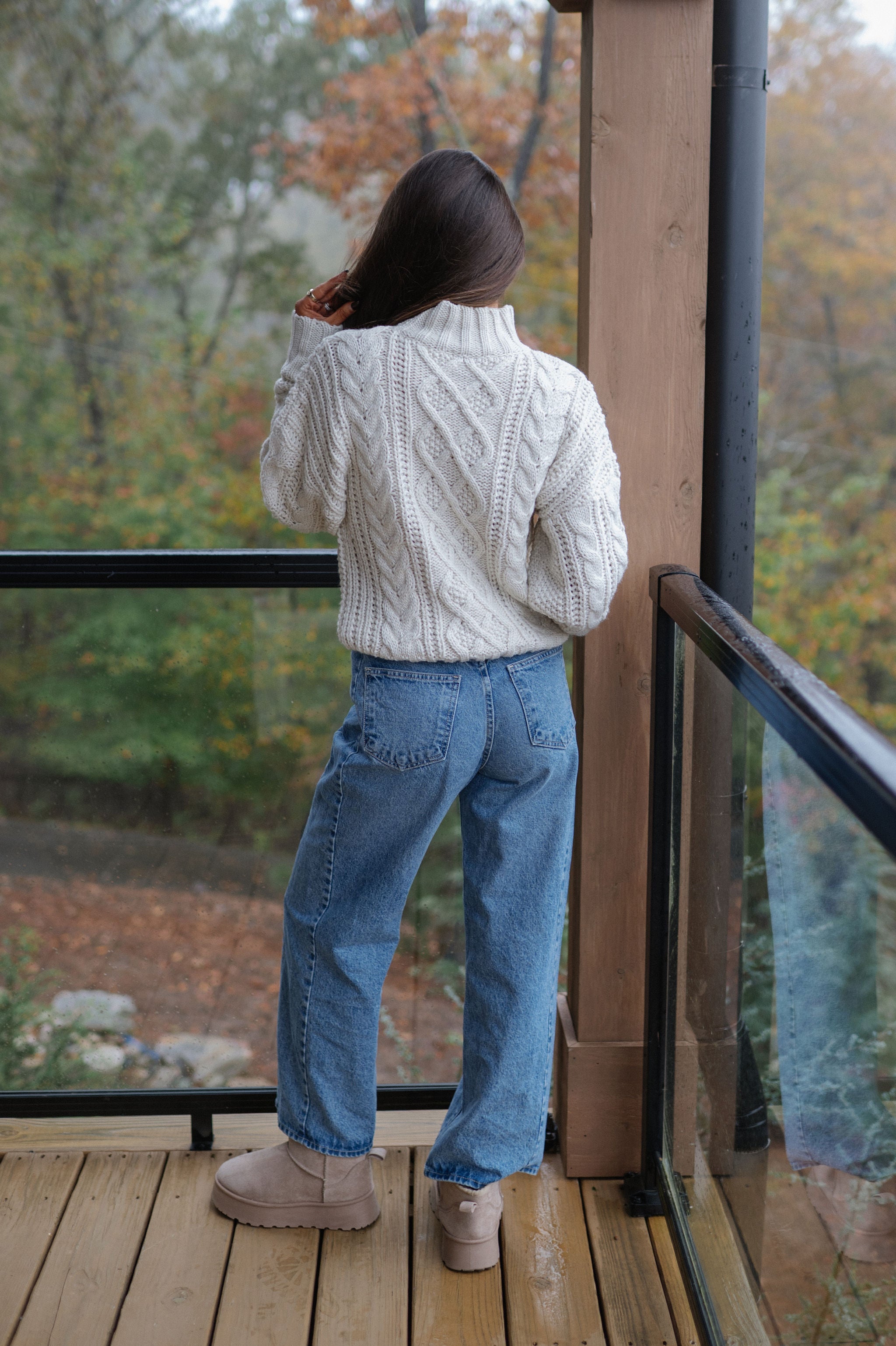 Peter Cable Knit Sweater-Light Cream