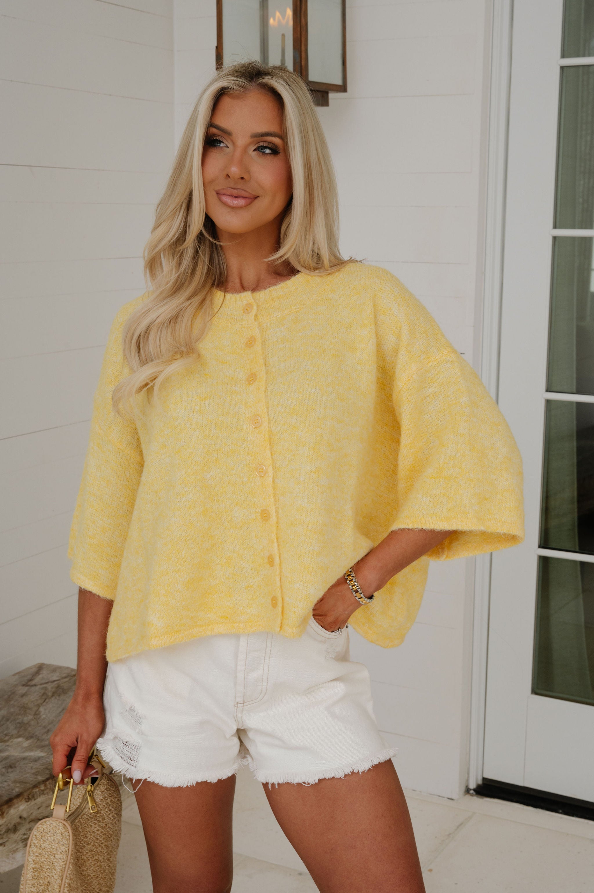 Channing Boxy Cardigan-Yellow