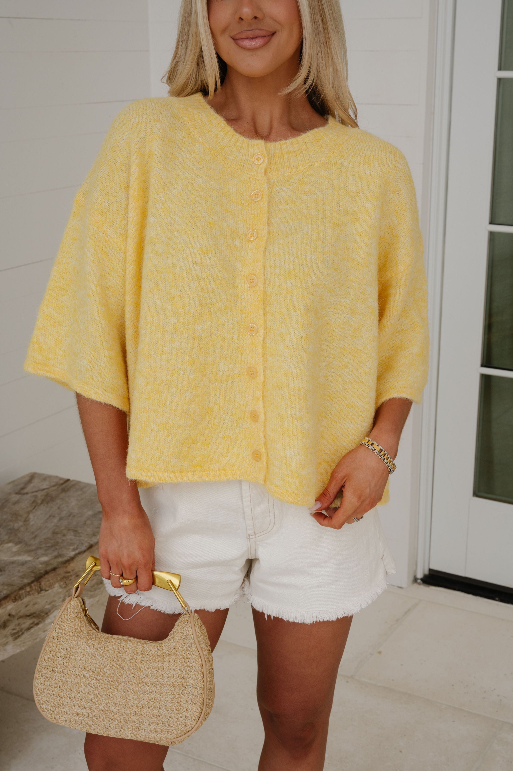 Channing Boxy Cardigan-Yellow