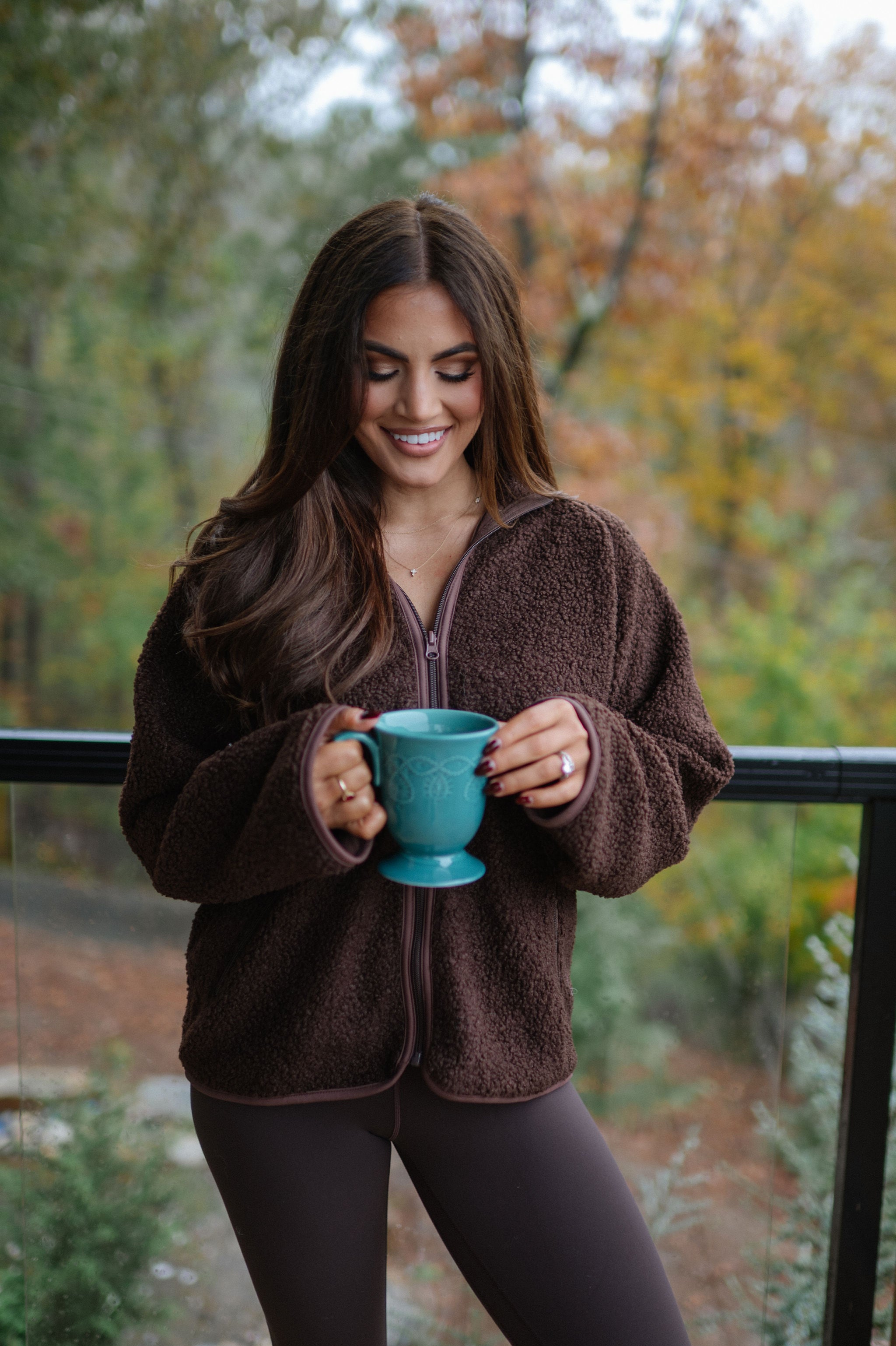 Raglan Sherpa Jacket-Brown