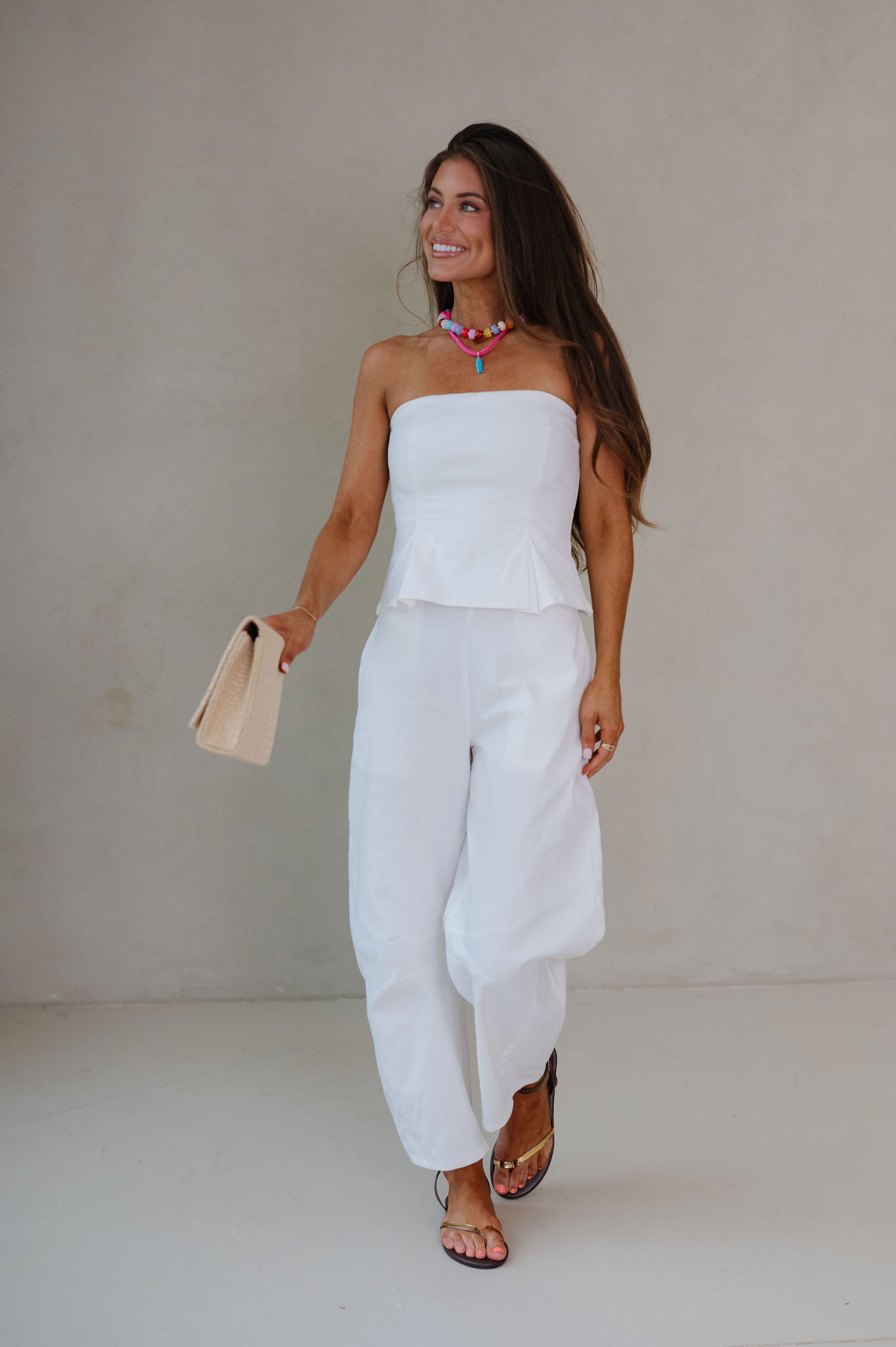 Pleated Barrel Jumpsuit-White